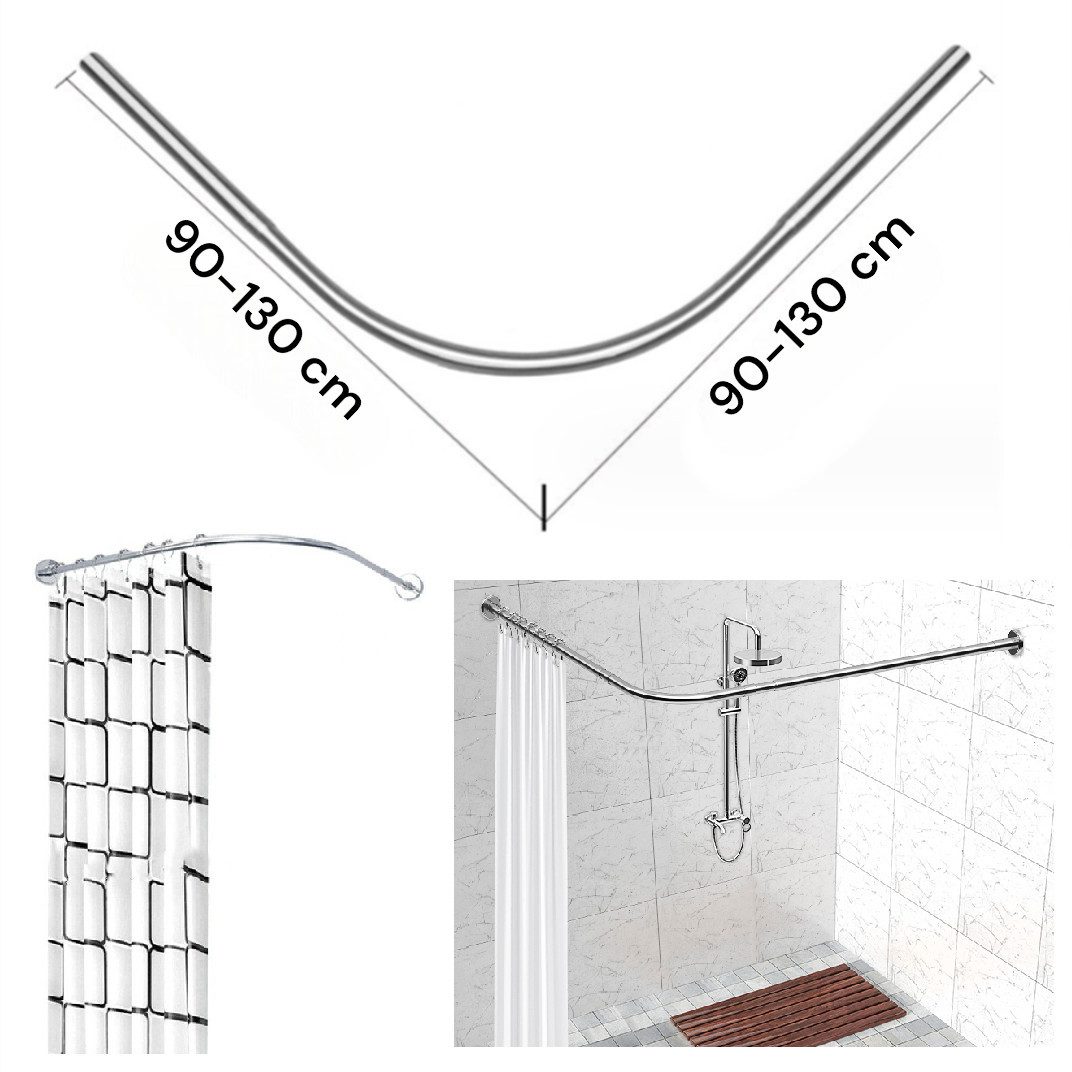 Coradoma Duschvorhangstange U / L Form 90-130cm Winkelstange halbrund Dusch günstig online kaufen