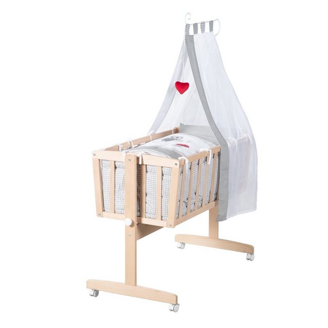 roba® Babybett Komplettwiegenset, mit Rollen inkl. Bettausstattung & Himmel günstig online kaufen