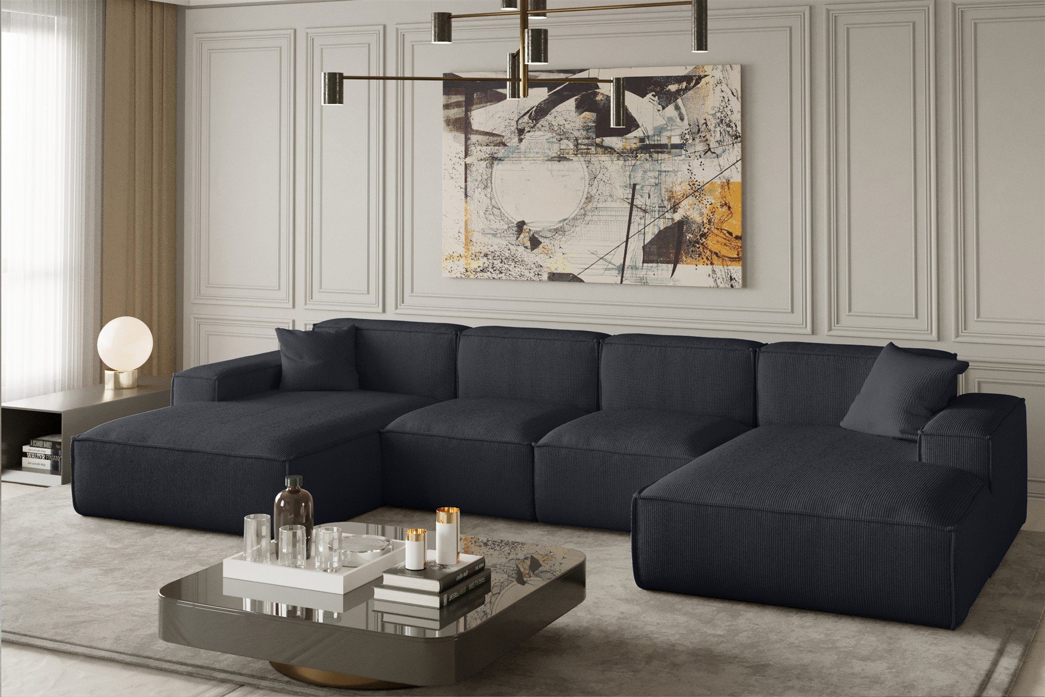 Fun Möbel Wohnlandschaft U-Form CELES XS, Breite 342 cm, inkl. 2 Zierkissen