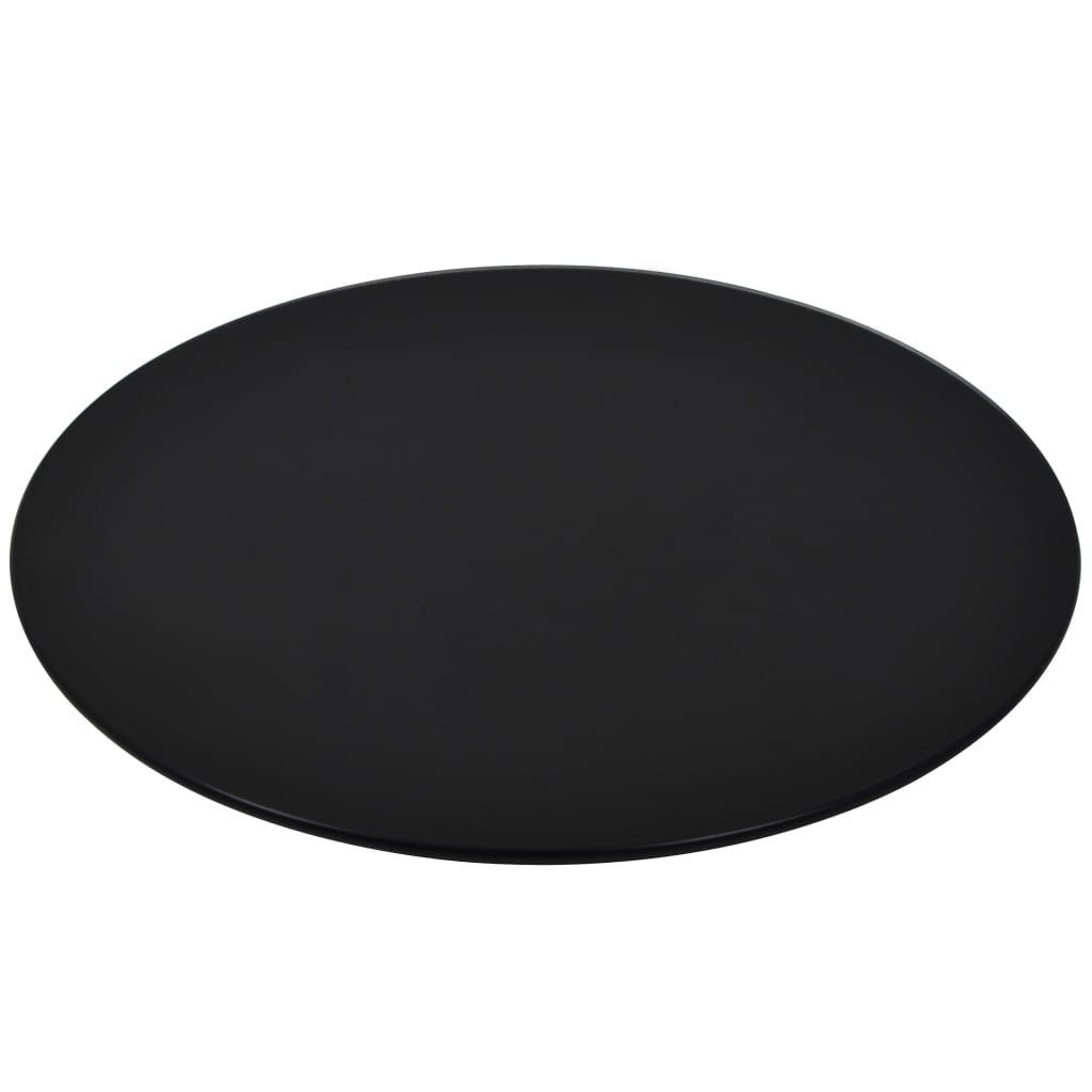 furnicato Tischplatte aus gehärtetem Glas 500 mm Schwarz (1 St)