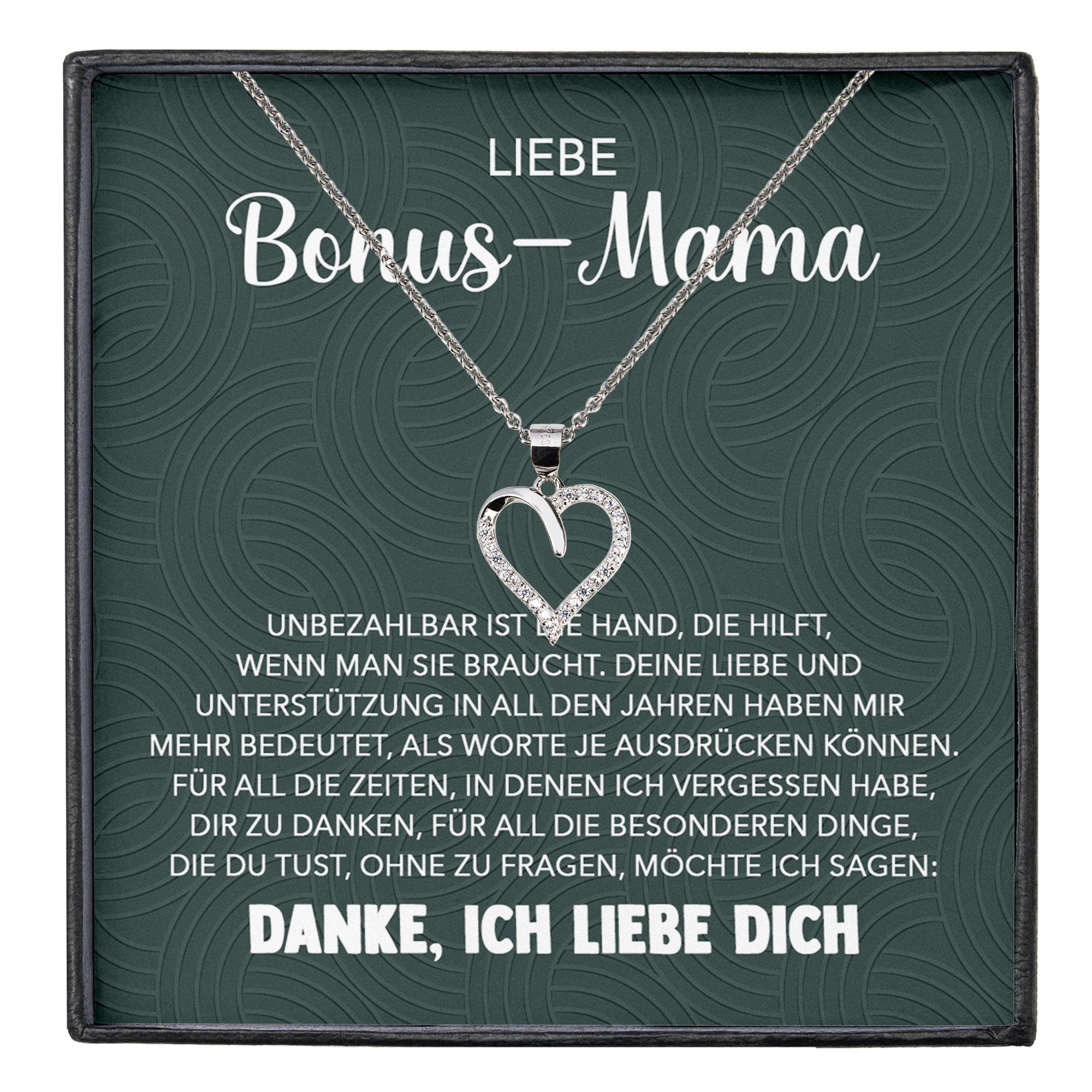 Schmuckset Stiefmama Geschenk Muttertag Bonus-Mama Herz Halskette Geburtstag