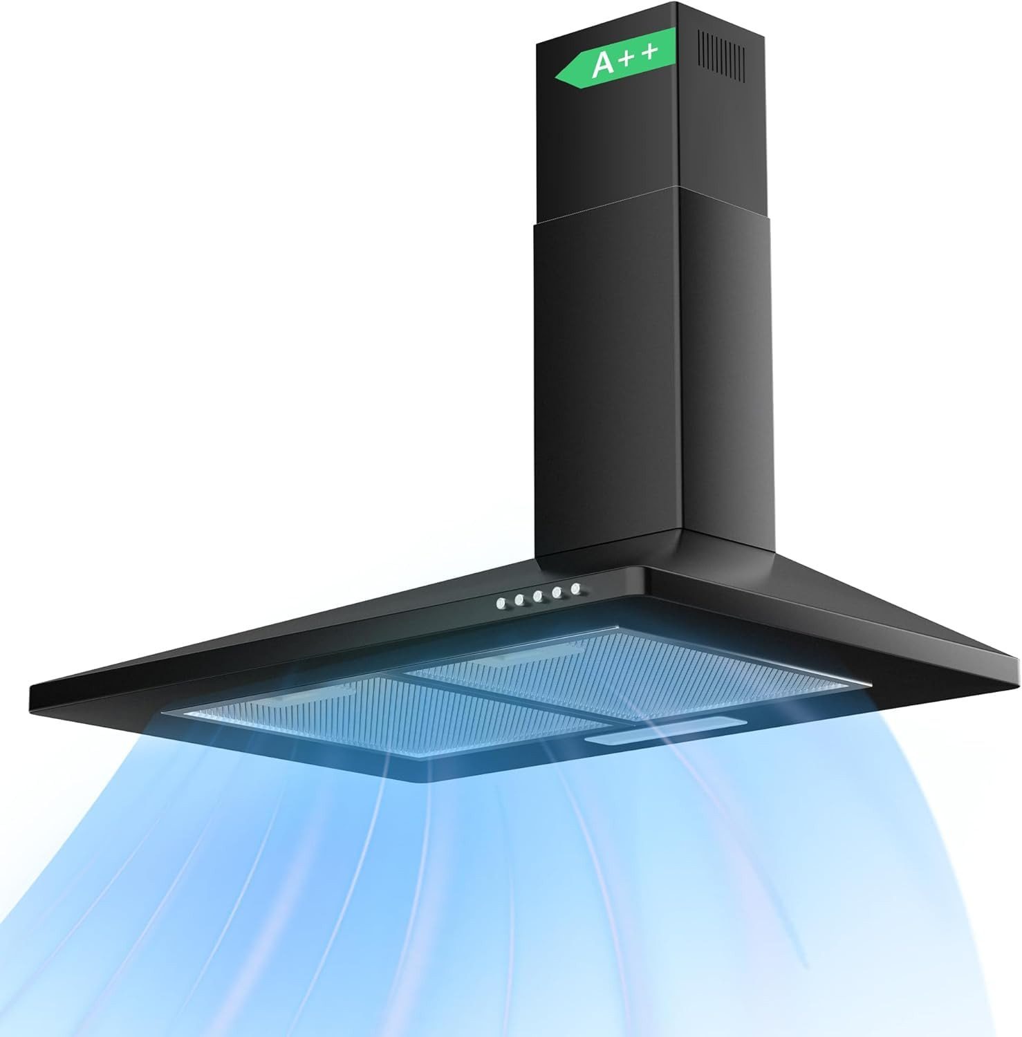 Karinear Kopffreihaube Dunstabzugshaube, Wandhaube mit Aktivkohlefilter Serie 3 Leistungsstufen Umluft & Abluft Abzugshaube Dunstabzugshaube, Wandhaube mit Aktivkohlefilter, Waschbarer Fettfilter, LED Beleuchtung, Energieklasse A++