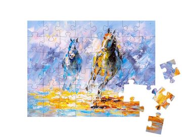 puzzleYOU Puzzle Ölgemälde, laufendes Pferd, 48 Puzzleteile, puzzleYOU-Kollektionen Gemälde, Ölbilder, Kunst & Fantasy