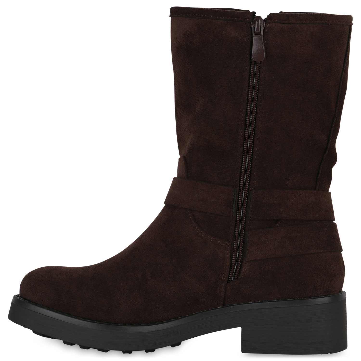 VAN HILL 840847 Stiefel Damen Leicht Gefütterte Bikerstiefel Schnallen Niet günstig online kaufen