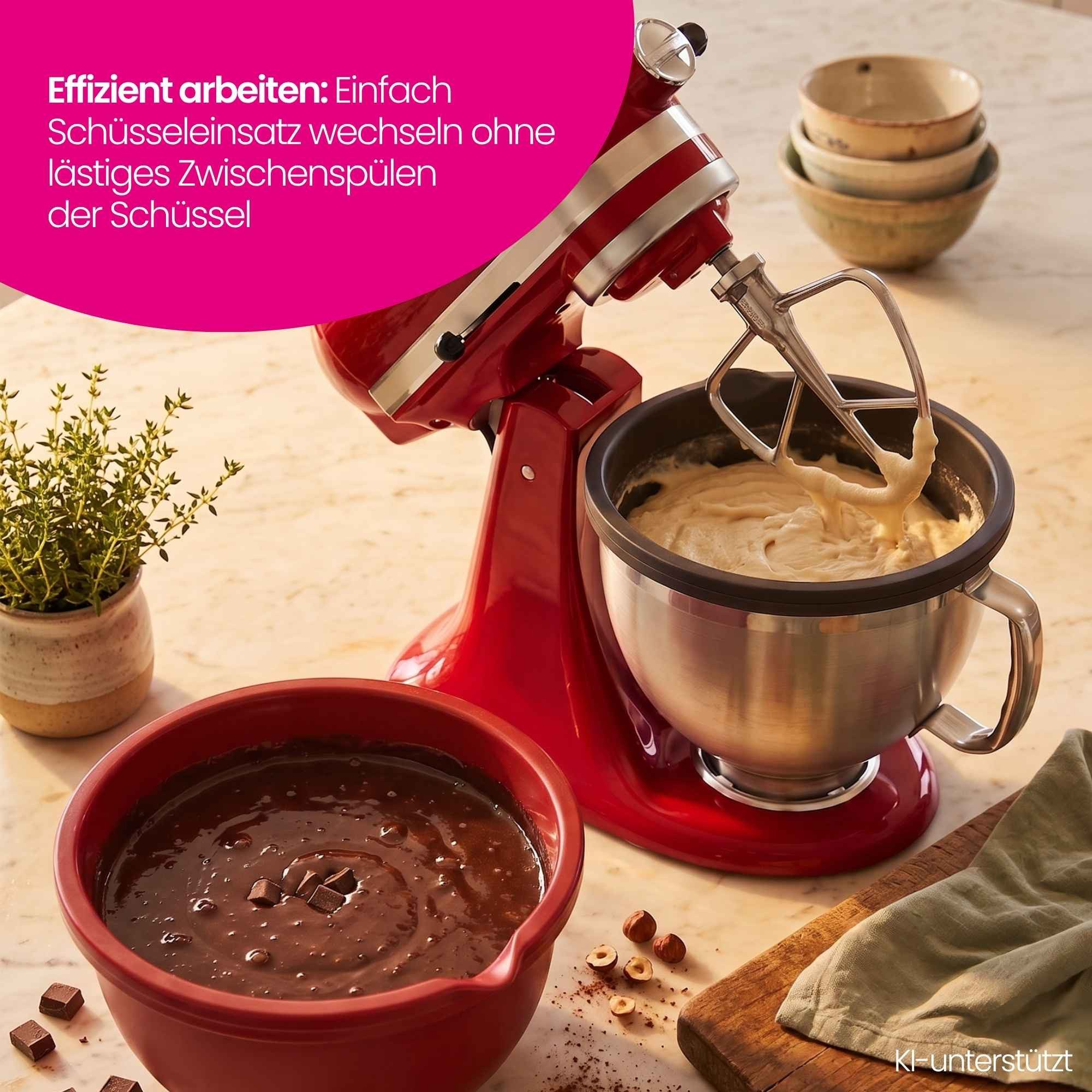 Kitty Professional Küchenmaschinenschüssel Dolly - 2er Set Profi-Schüsseleinsätze kompa. mit KitchenAid, (4-tlg) – Bild 2 von 5
