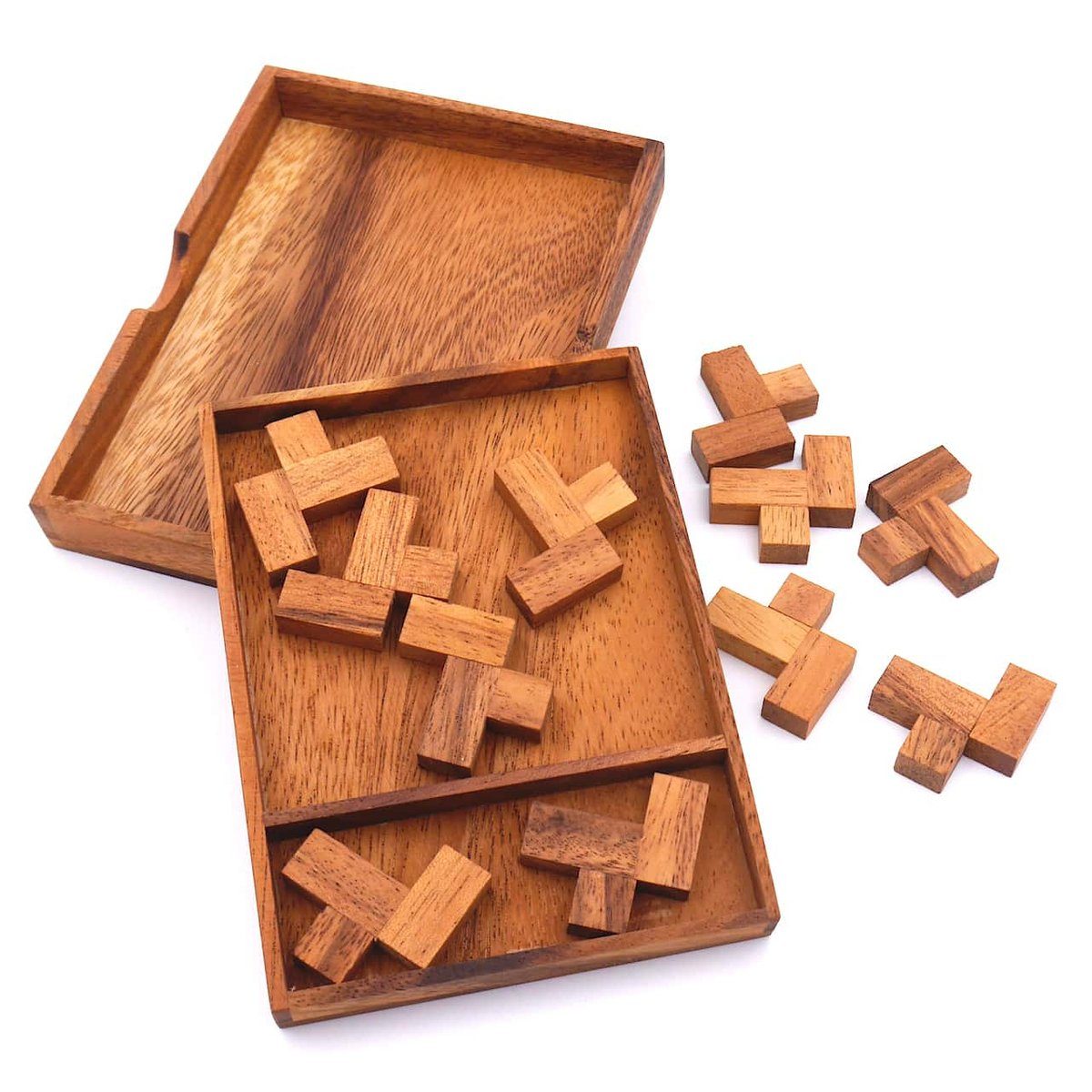 Familie, ROMBOL Legespiel kniffliges Puzzle Denkspiele Holzspiel Eleven die Packproblem Spiel, für - L ganze