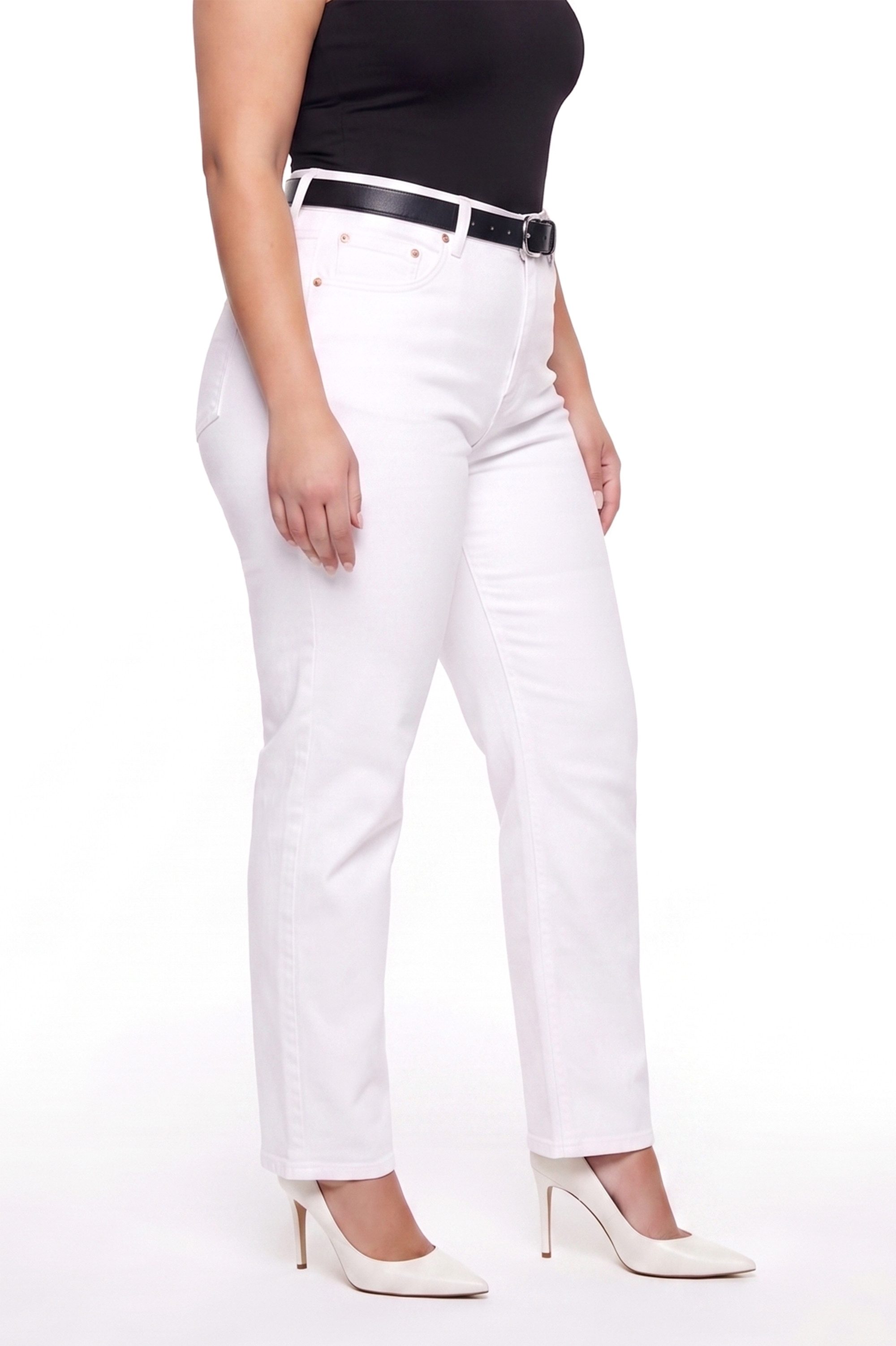 ESRA Straight-Jeans Stretch Jeans Damen High Waist Hose Straight Damen Jeans Sommer Hose Straight Jeans Damen Stretch Hose Damen leichte Jeans Regular Damen