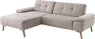 exxpo - sofa fashion Ecksofa Sassari, L-Form, im skandinavischen Design mit Steppung und Holzfüßen