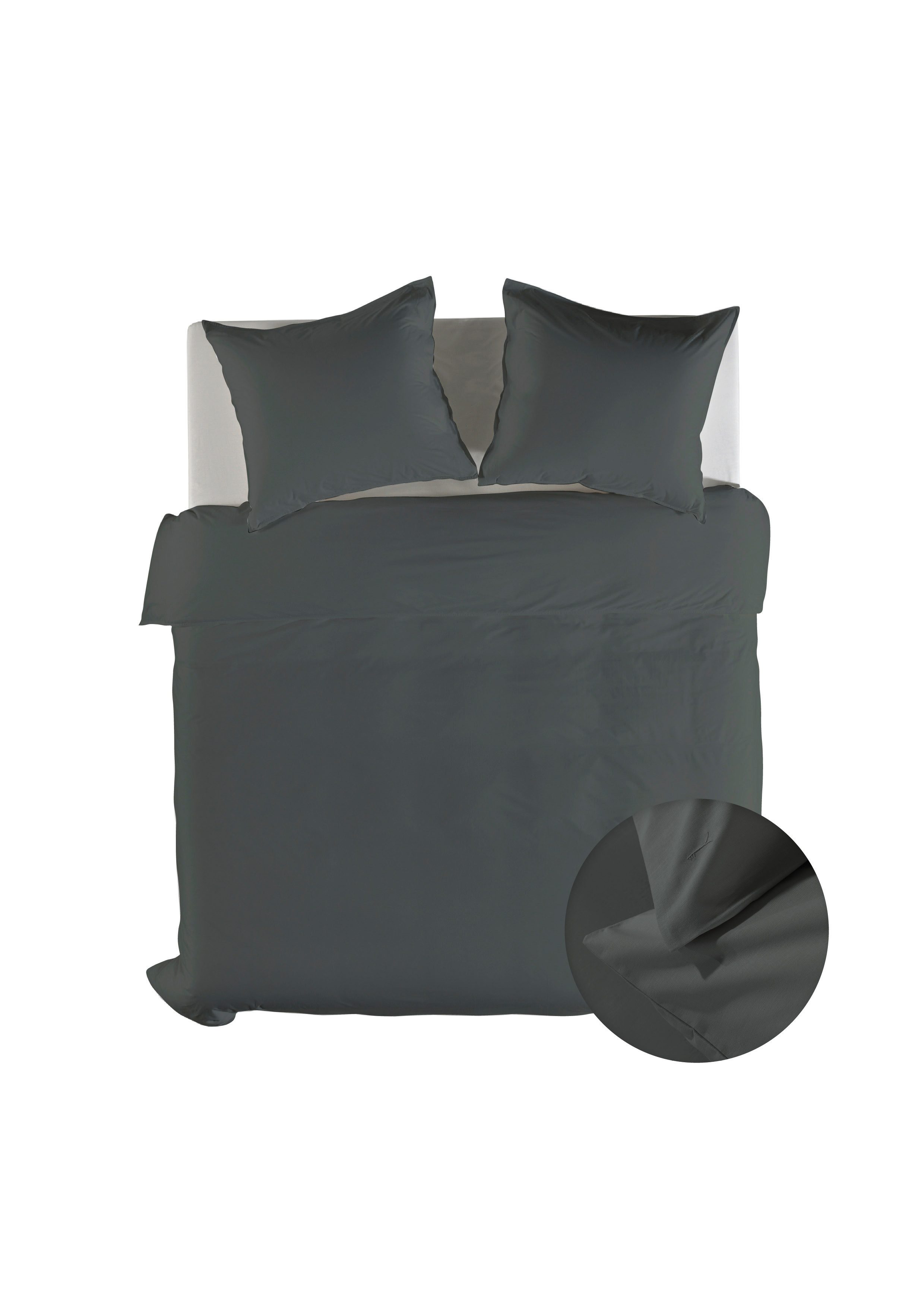 YELLOW Bettwäsche Suite Casablanca Dbo 200 Beluga Grey 200x220 Beluga-Grey Uni, Baumwolle, 3 teilig, Bettwäsche 200x220 Baumwolle Baumwolle Uni Hotelverschluss