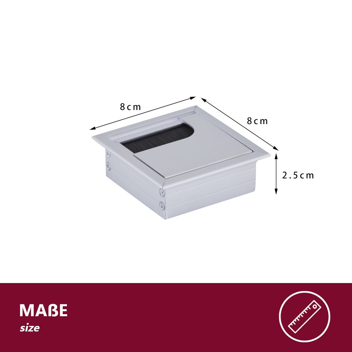 HOOZ Kabelkanal für Schreibtisch, Arbeitsplatten und sonstige Möbel im Büro & Zuhause (Set, 2-St., 8cm), Kabelmanagement