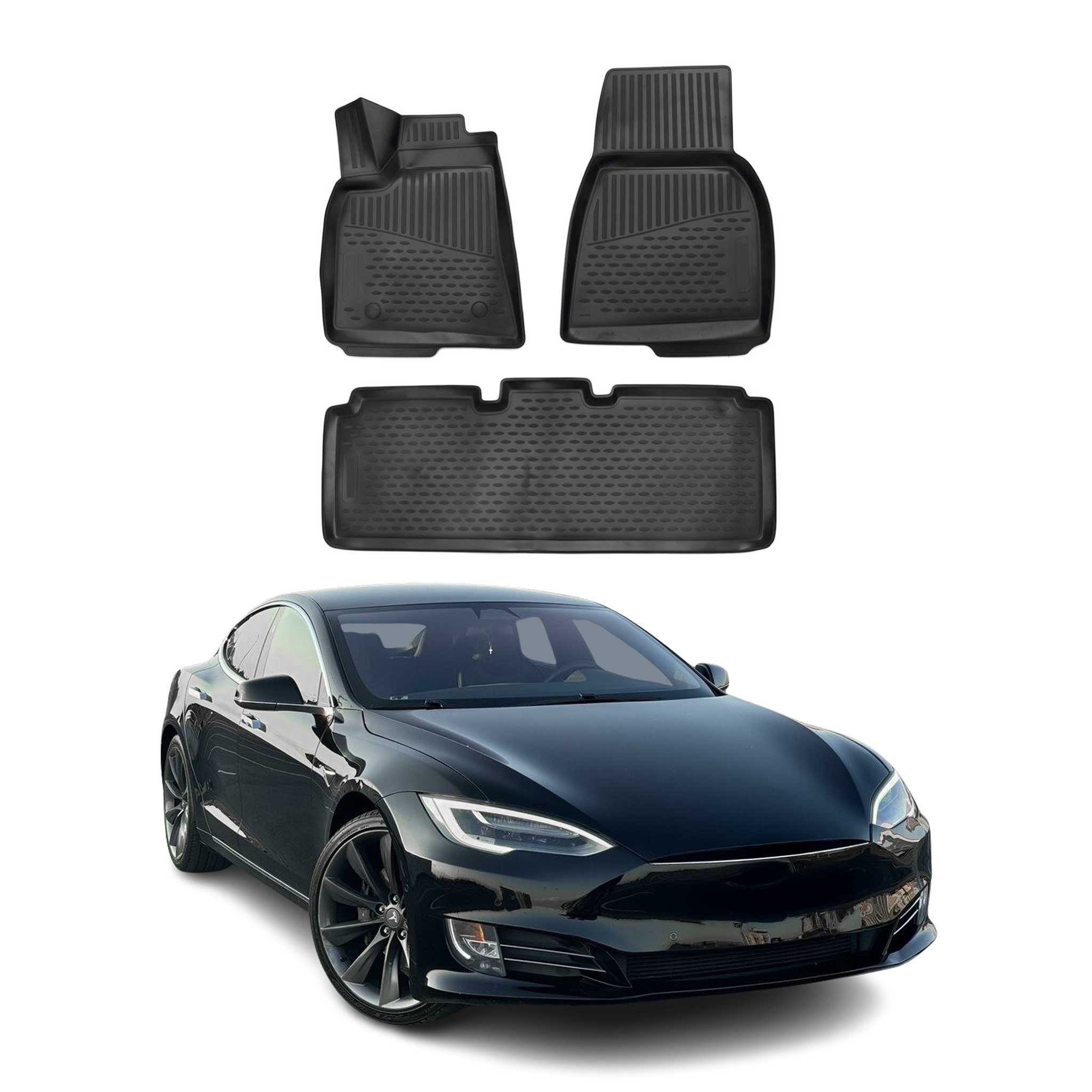 OMAC Auto-Fußmatten für Tesla Model S 2014-2020 Schwarz Automatten 3 tlg (3 St), für Tesla Model S 2014-2020 Tesla Model S 2014-2020, Antirutsch,Wasserfest,Einfache Installation
