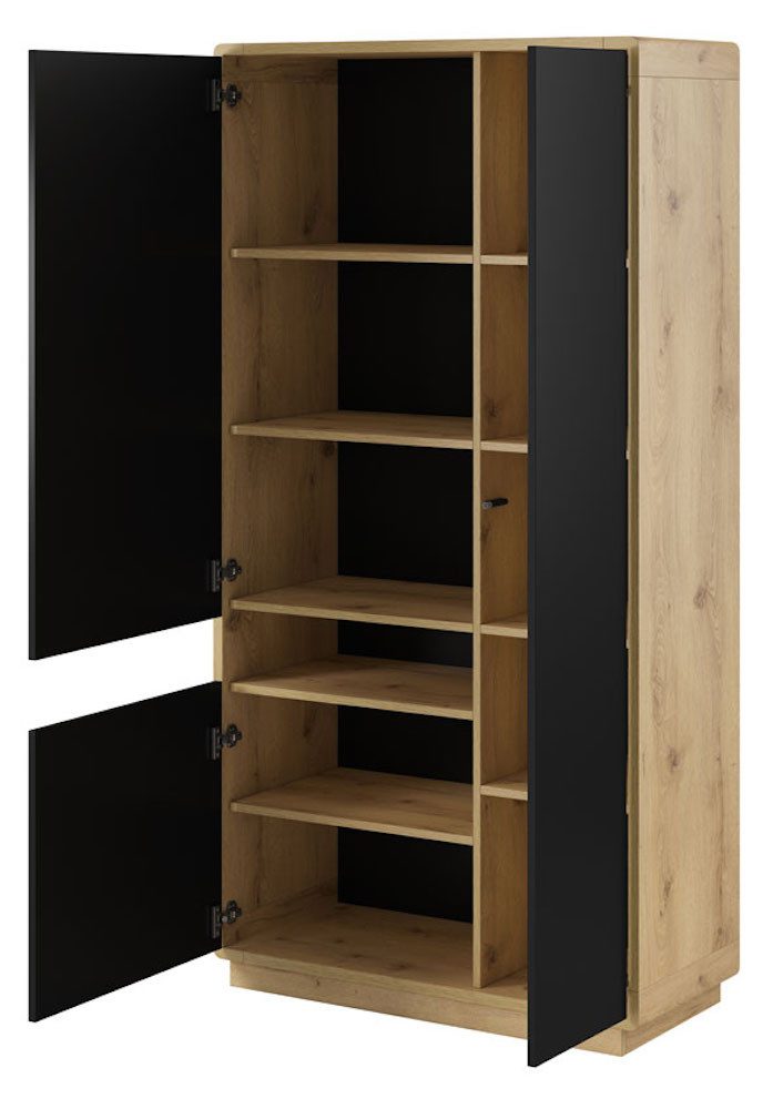 Helvetia Stauraumschrank Aston (1-St) 92cm Taurus Eiche schwarz 3-türig