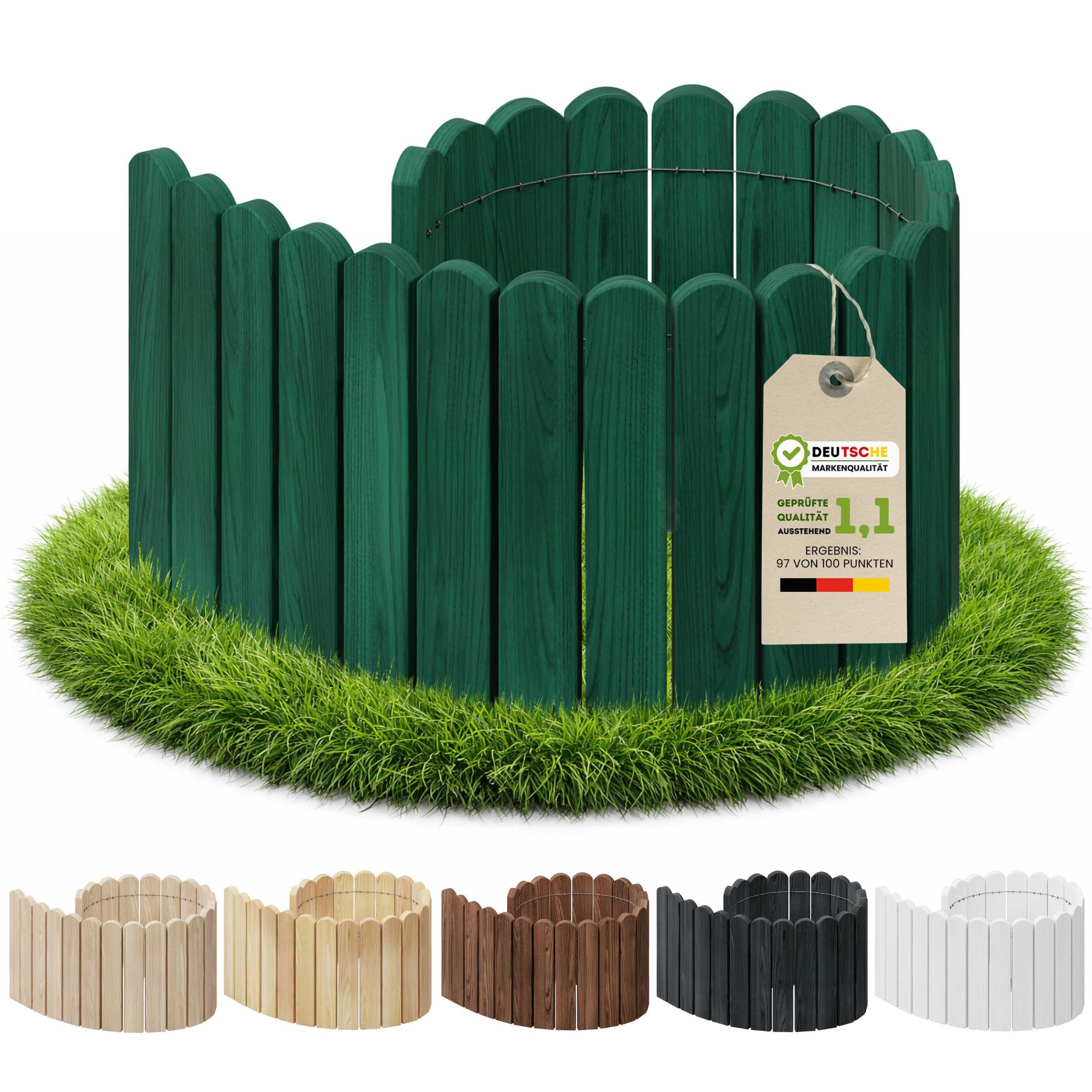 Floranica Palisade Rollzaun Beeteinfassung Beetumrandung Rasenkante Mini Gartentaun, LxH: 100x10 cm, Grün, Dekozaun Umzäunung von Blumenbeeten Wege Kräutergarten Rasenbegrenzung
