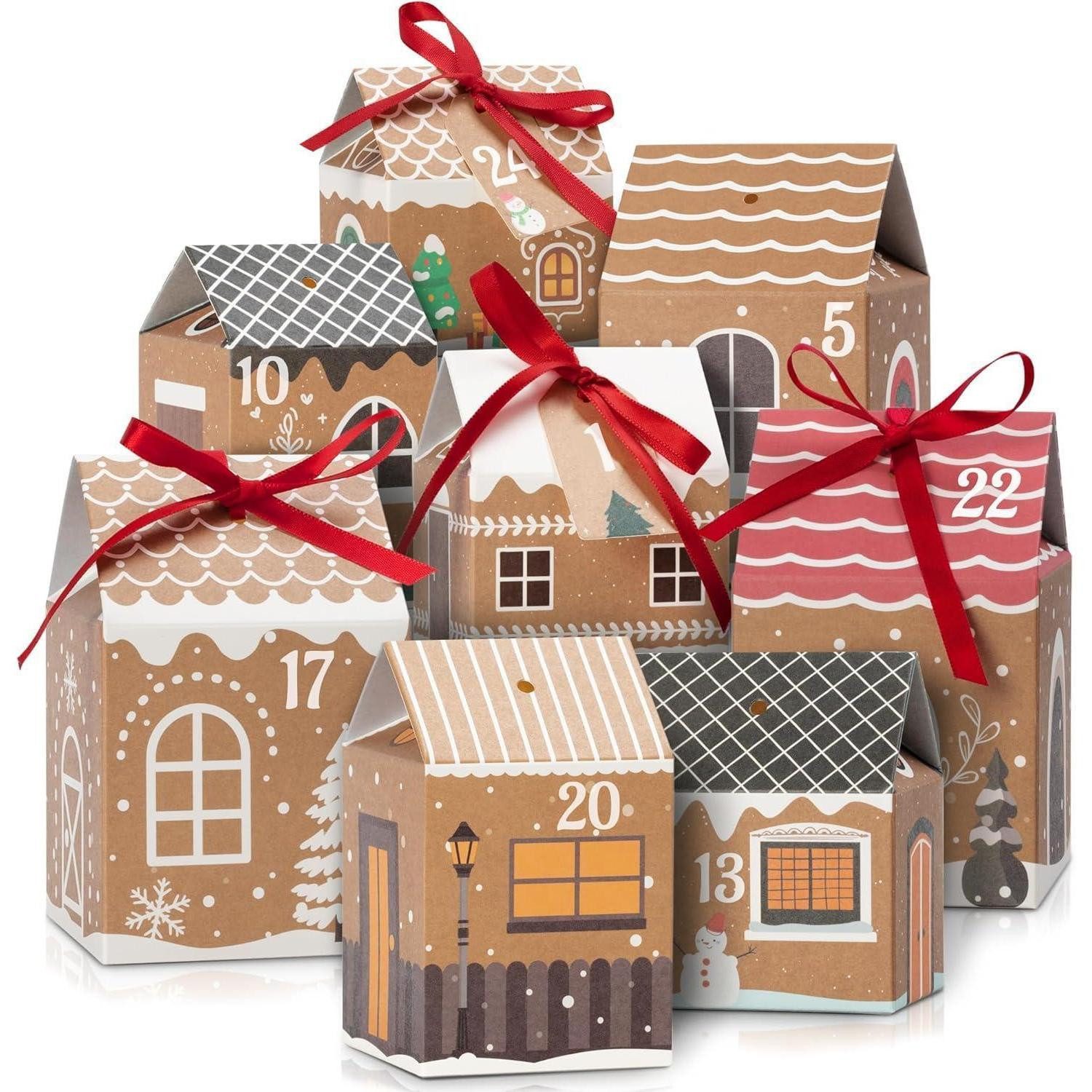 LuxusKollektion DIY-Adventskalender Adventskalender DIY 24 Häuschen mit Zahlenaufklebern wiederverwendbar