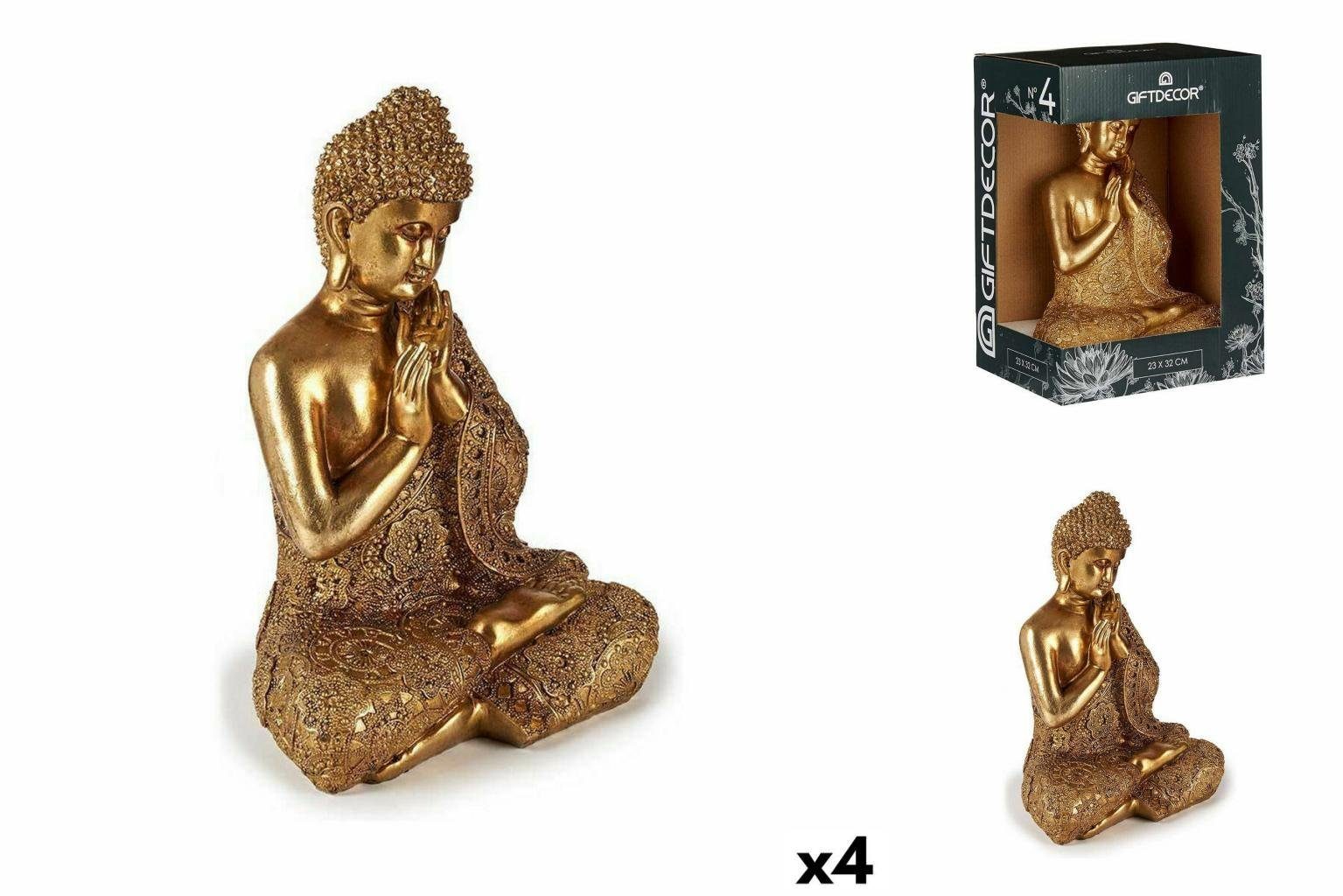 Gift Decor Dekoobjekt Deko-Figur Buddha Sitzend Gold 17 x 33 x 23 cm 4 Stück