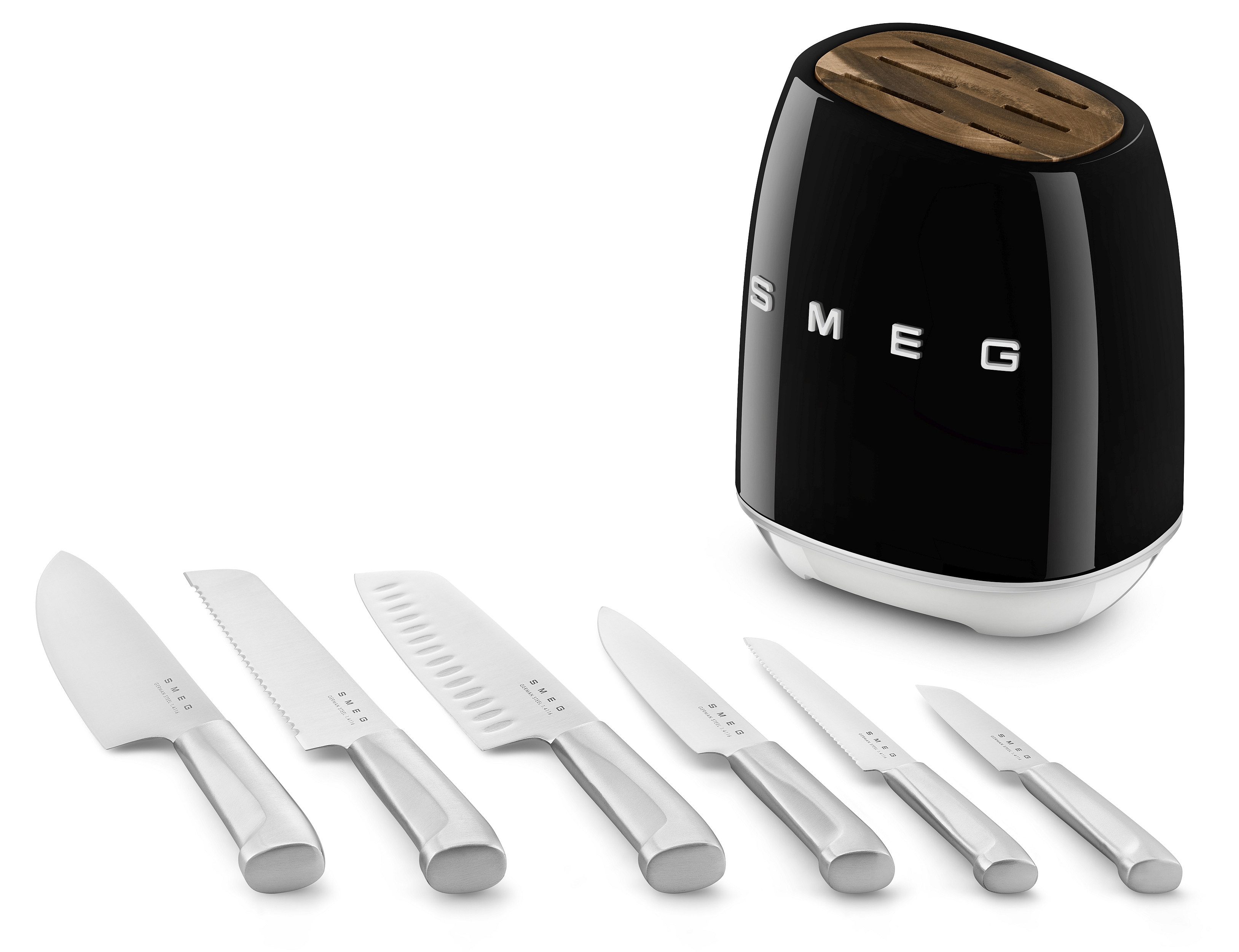 Smeg Messerblock Smeg Messerblock bestückt mit 6 Küchenmessern schwarz KBSF02BL