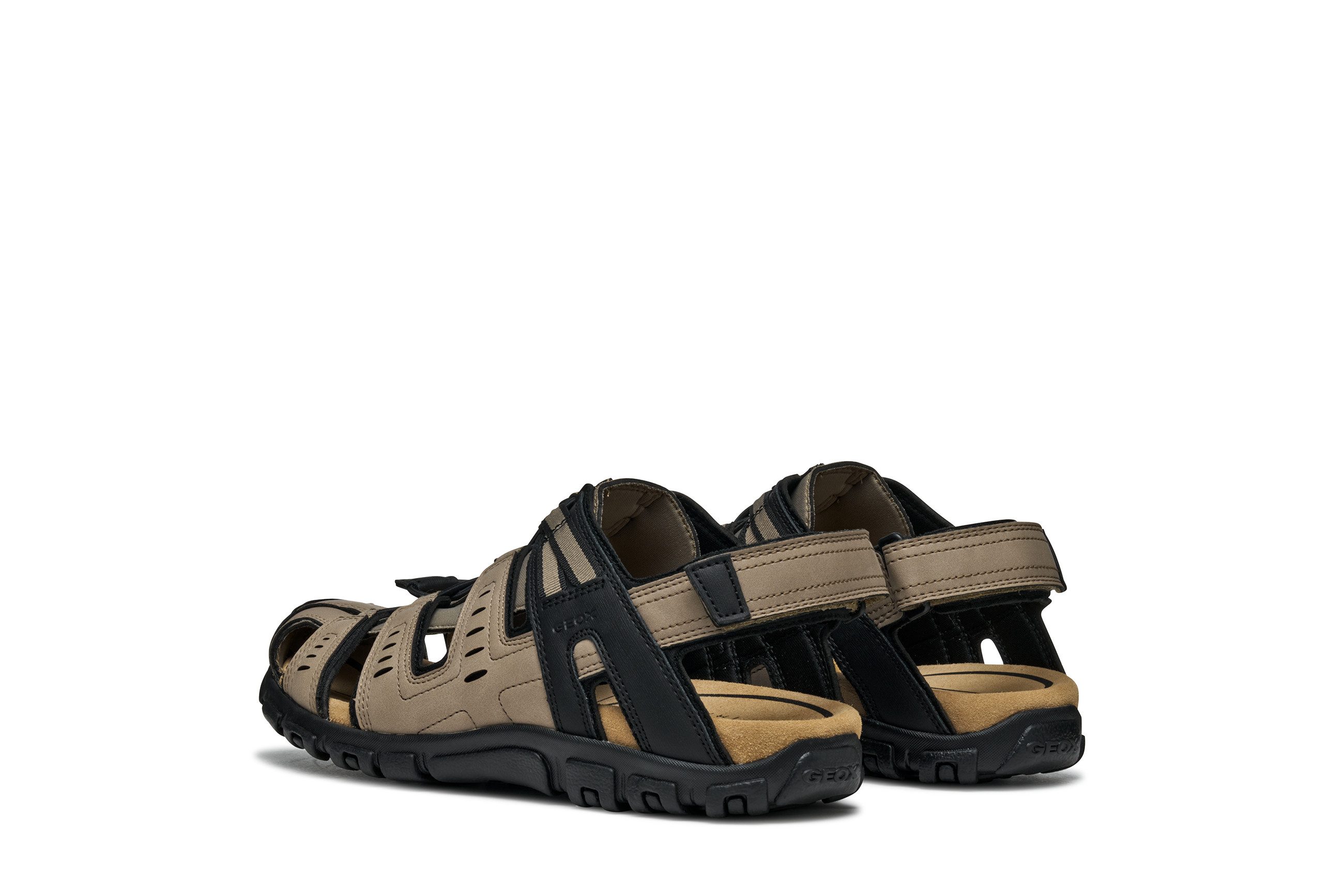 Geox UOMO SANDAL STRADA C Sandale, Sommerschuh, Klettschuh, Outdoorsandale, mit Lederfußbett