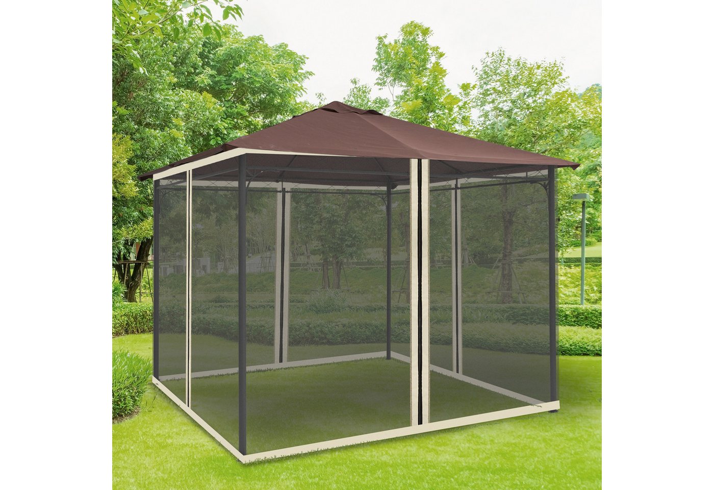 Thumbnail - Outsunny Moskitonetz 4 Seitenteile, Fliegennetz mit Haken, Reißverschluss (Pavillon, 1 St., Fliegennetz), für Garten, Ba...