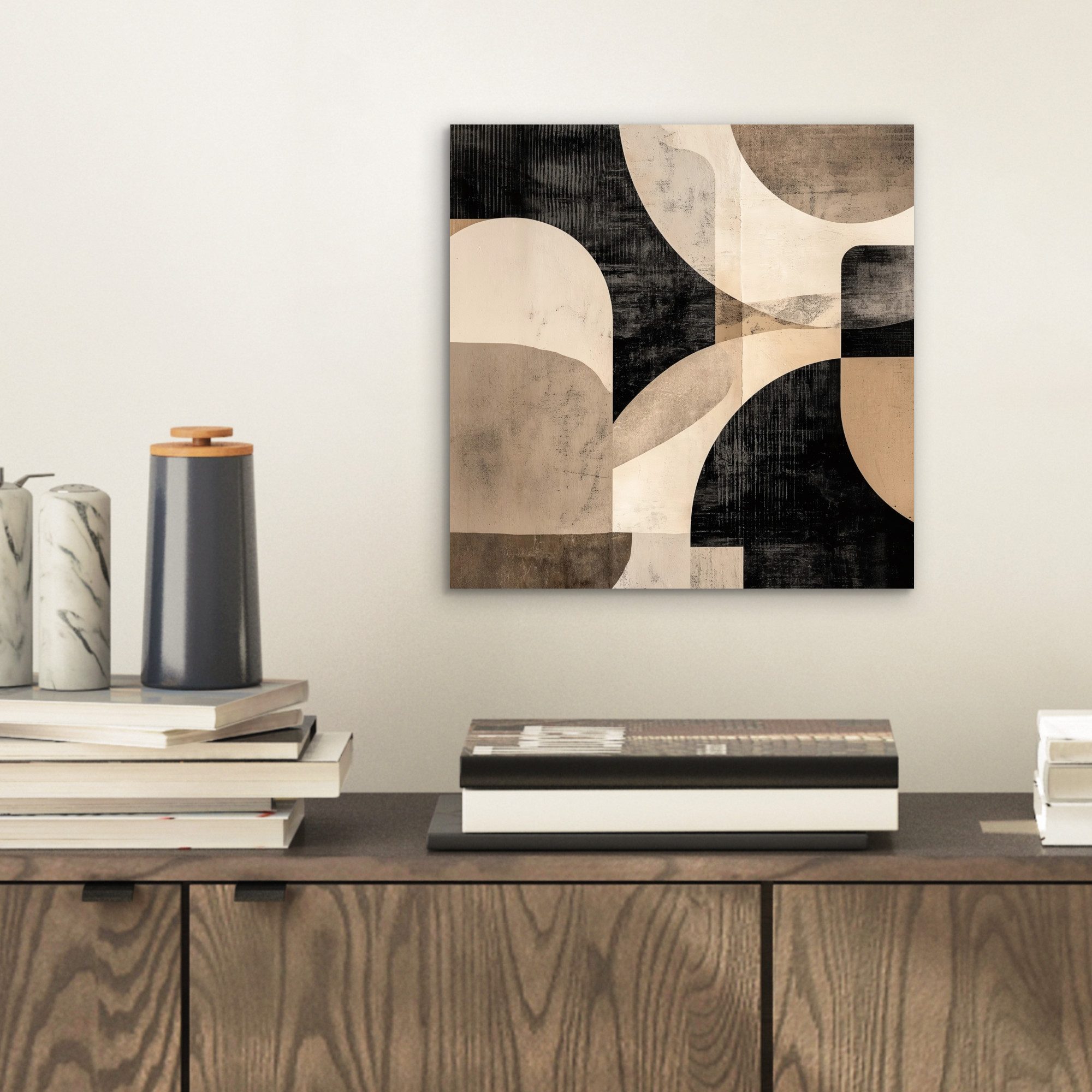 MuchoWow Metallbild Abstrakt - Formen - Modern - Beige, Inkl. Aufhängung, A günstig online kaufen