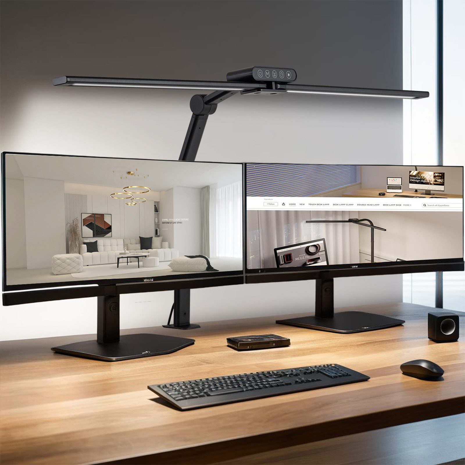 SERBASIC LED Schreibtischlampe Doppelkopf Klemmbar Schreibtischlampe für bü günstig online kaufen