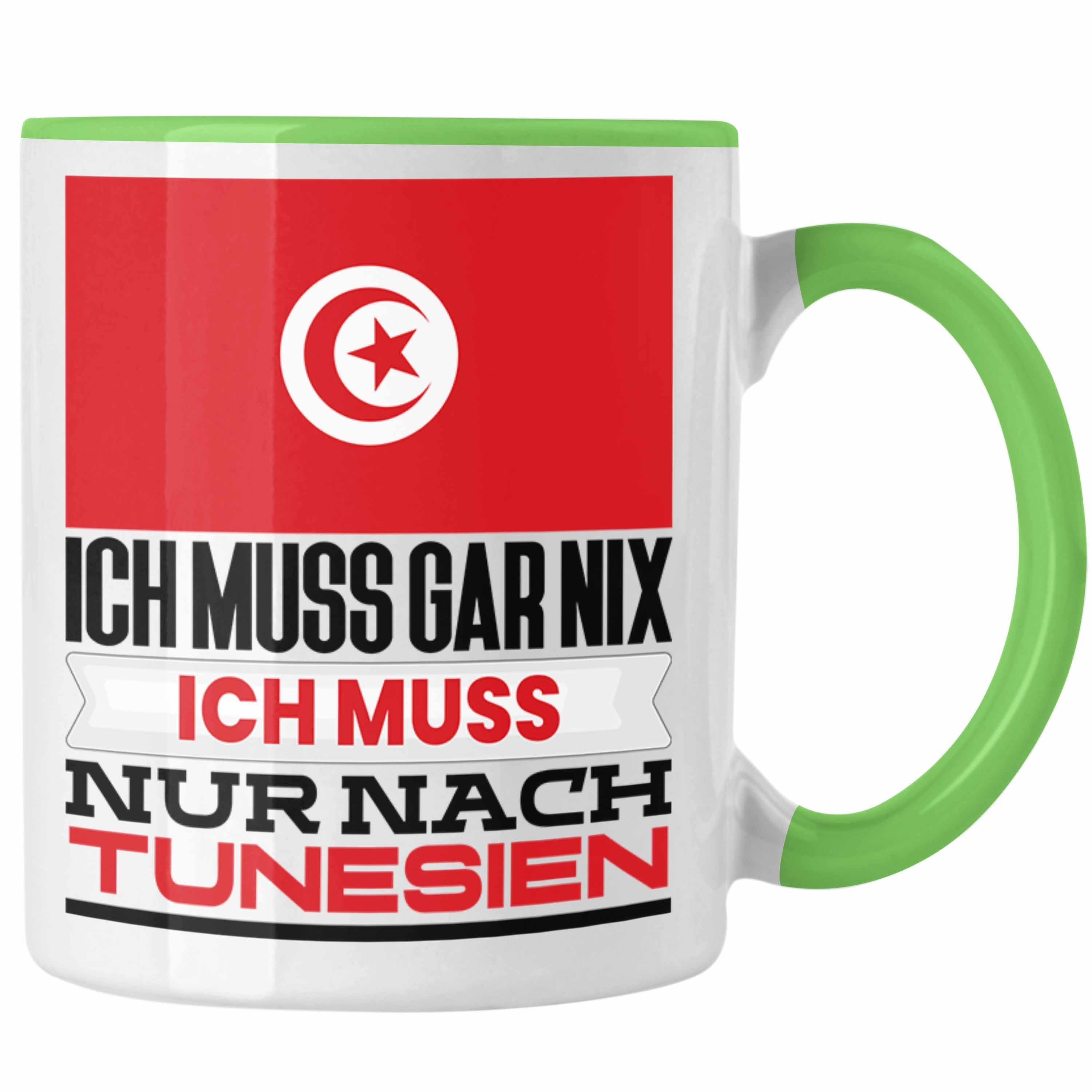 Trendation Tasse Tunesien Tasse Geschenk für Tunesen Geburtstag Urlaub Geschenkidee Ich Grün