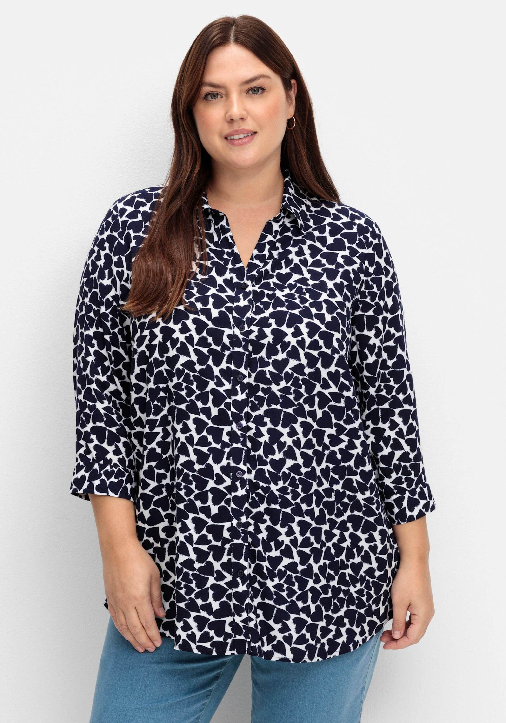 Klassische Bluse Longbluse 3/4-Arm