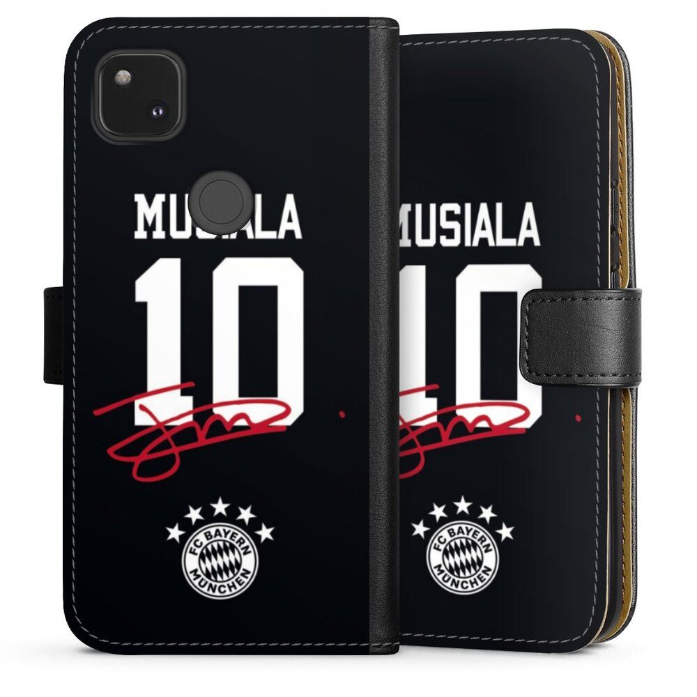 DeinDesign Handyhülle FC Bayern München Jamal Musiala FCB Musiala 10, Google Pixel 4a Hülle Flip Case Klapphülle Handytasche Leder