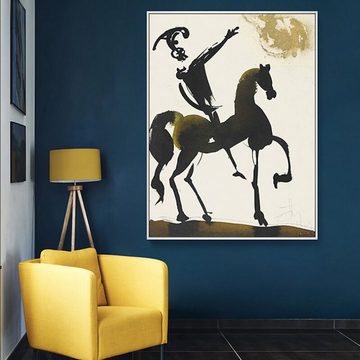 TPFLiving Kunstdruck (OHNE RAHMEN) Poster - Leinwand - Wandbild, Salvador Dali - Der Reiter / Der Krieger - (Motiv in verschiedenen Größen), Farben: Beige, Schwarz, Gold - Größe: 20x30cm