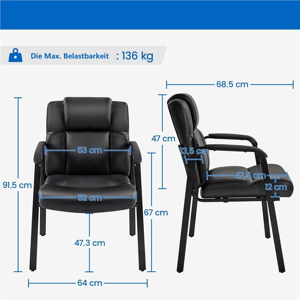 Yaheetech Bürostuhl, 2-er Set Besucherstuhl Konferenzstuhl