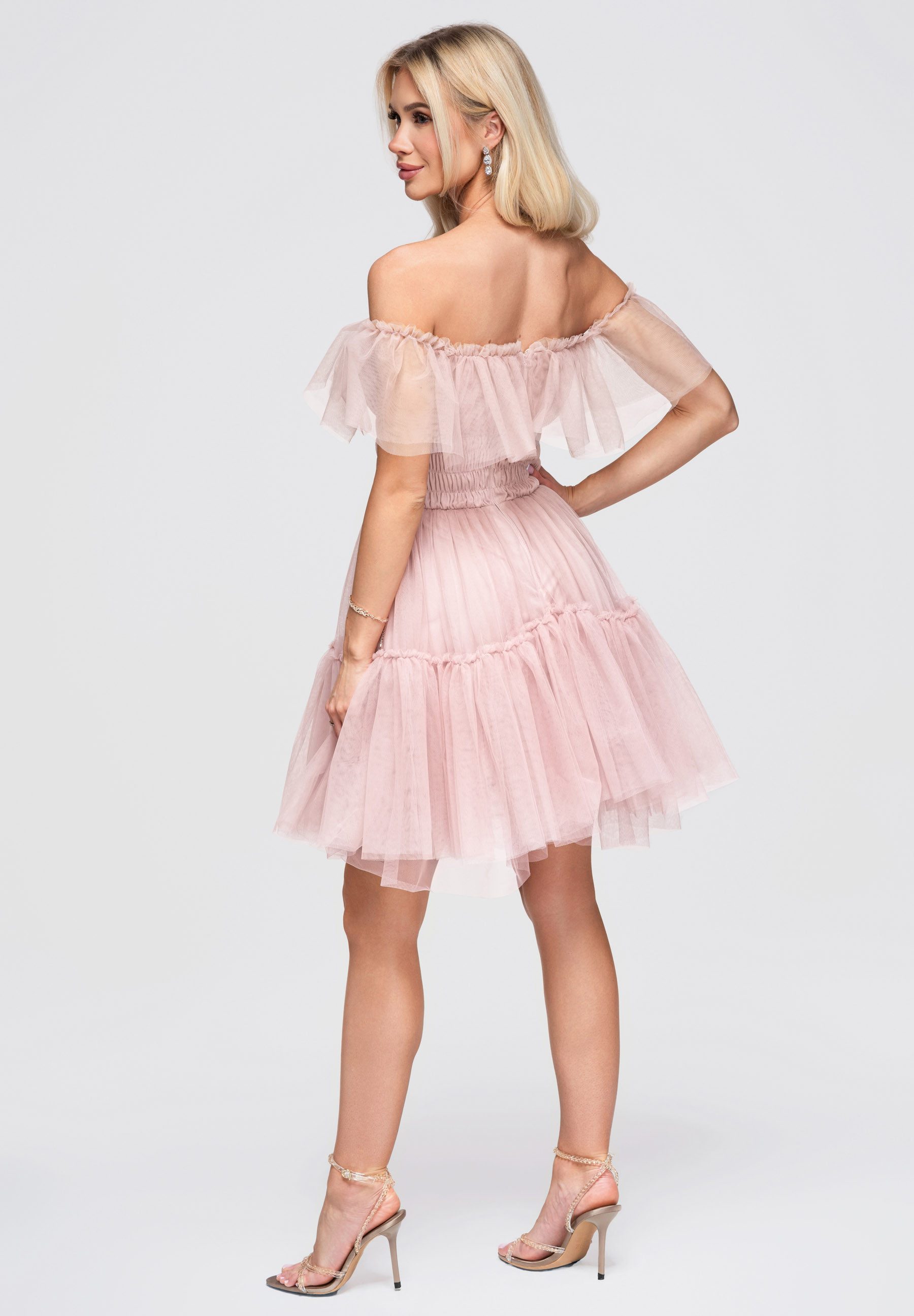 OMBRE Abendkleid Damen Abendkleid mit off-shoulder Ausschnitt Pink S (kein Set, 1-tlg)