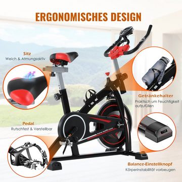 ISE Heimtrainer Indoor Cycle Heimtrainer für zu Hause mit LCD Anzeige,Armauflage,gepolsterte,9kg Schwungrad,Fitnessbike Speedbike mit flüsterleise Riemenantrieb-Fahrrad bis 135Kg SY-7802