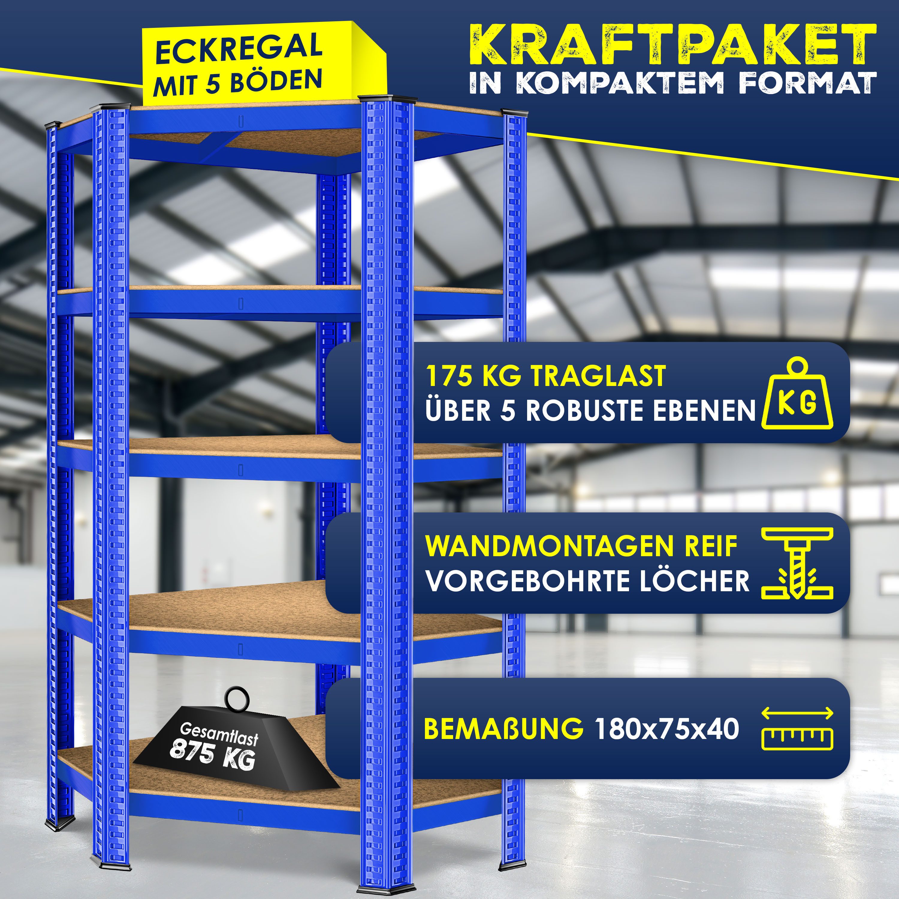 MASKO Schwerlastregal, Eckregal Lagerregal Schwerlastregal, Kellerregal, günstig online kaufen