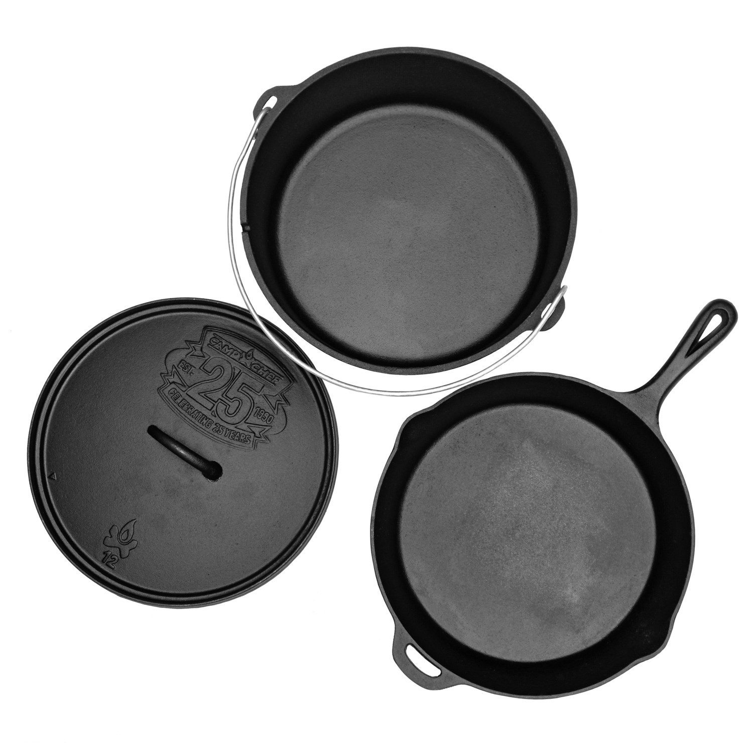 Camp Chef Grilltopf Camp Chef Classic Dutch Oven SDO-12 + Cast Iron Pfanne 30 cm + Deckel