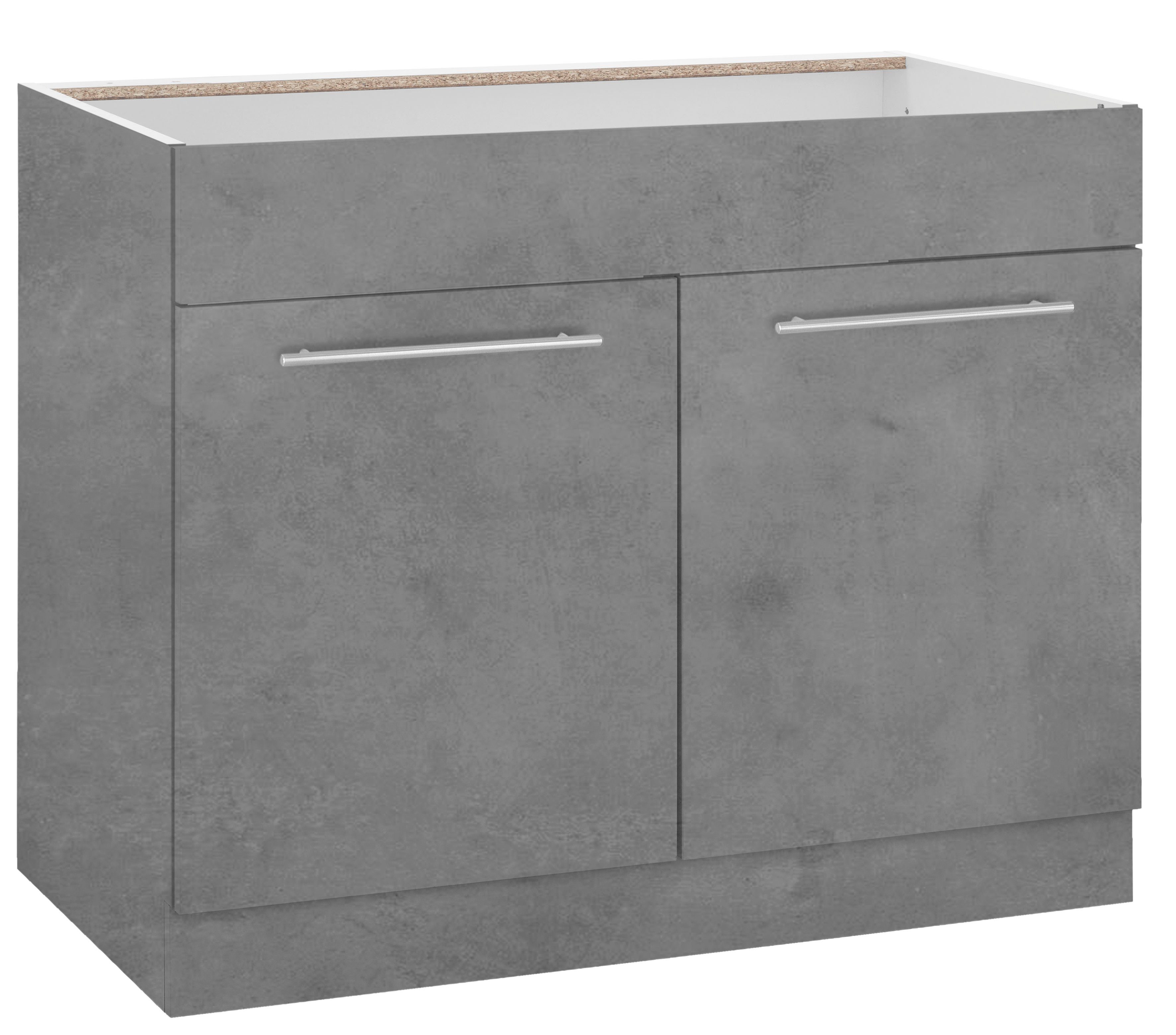 wiho Küchen Spülenschrank Flexi2 Breite 100 cm betonfarben/betonfarben