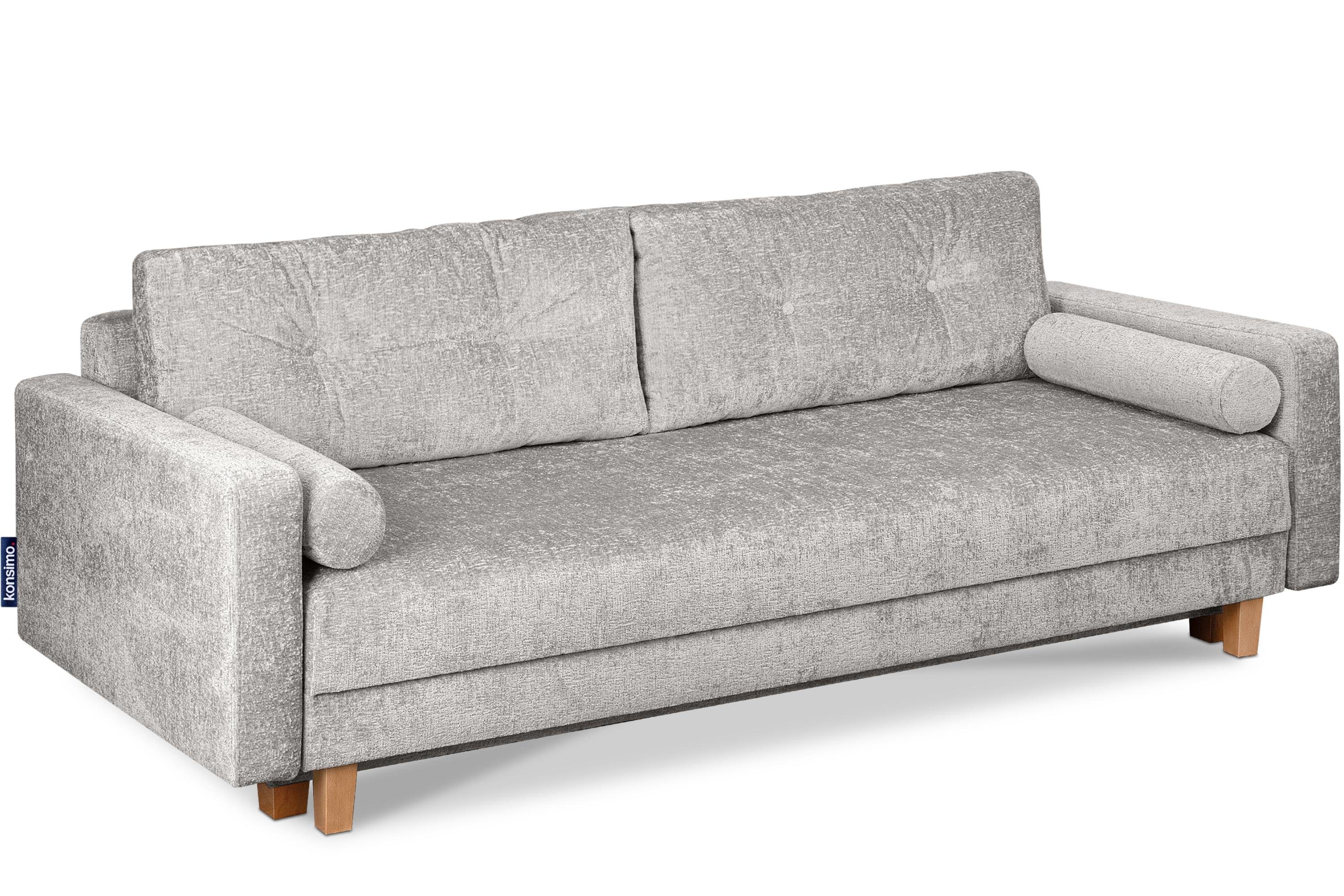 Sofa cm, Liegfläche ERISO mit Chenille-Oberstoff, 3-Personen, Schlaffunktion 196x150 Schlafsofa Konsimo