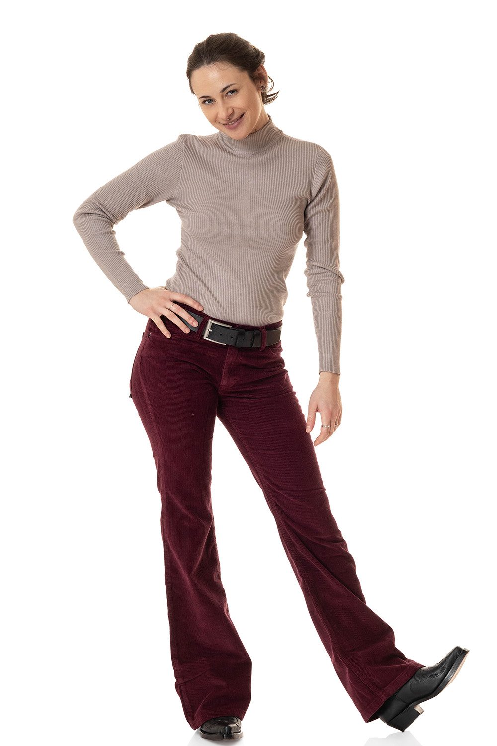 Comycom Cordhose Damen Bootcut bordeaux