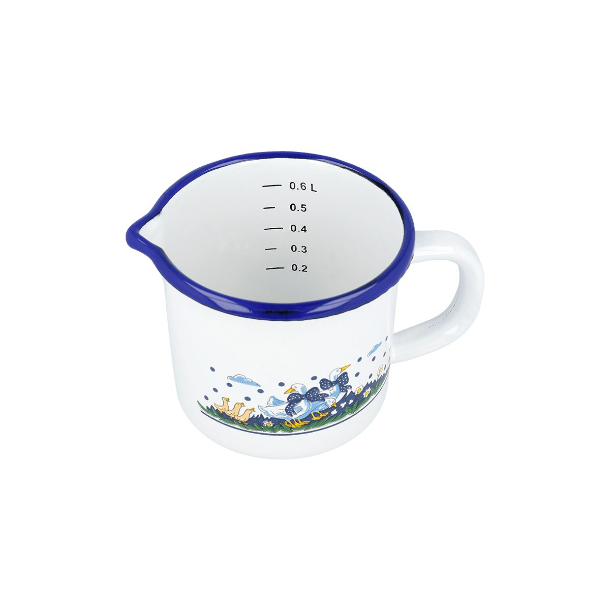 EUROHOME Milchtopf im Landhauslook Milchtopf emailliert mit Messskala 0,6l, Emaille (1-tlg., Milchtopf Ø10 cm), Milchtopf mit Ausgießer - Milchtopf Induktion