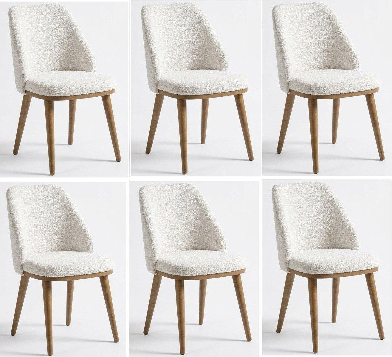 Xlmoebel Sitzgruppe Modernes Weißes 6er Stuhl set Textil Holz Polsterstühle Esszimmer, (6-tlg., 6-tlg)
