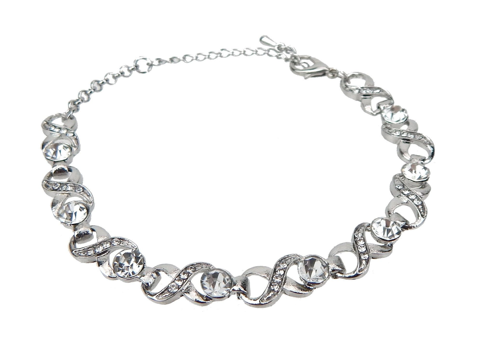 Ella Jonte Armband, silber Strass 16 - 23 cm Glitzer Gliederarmband Brautschmuck