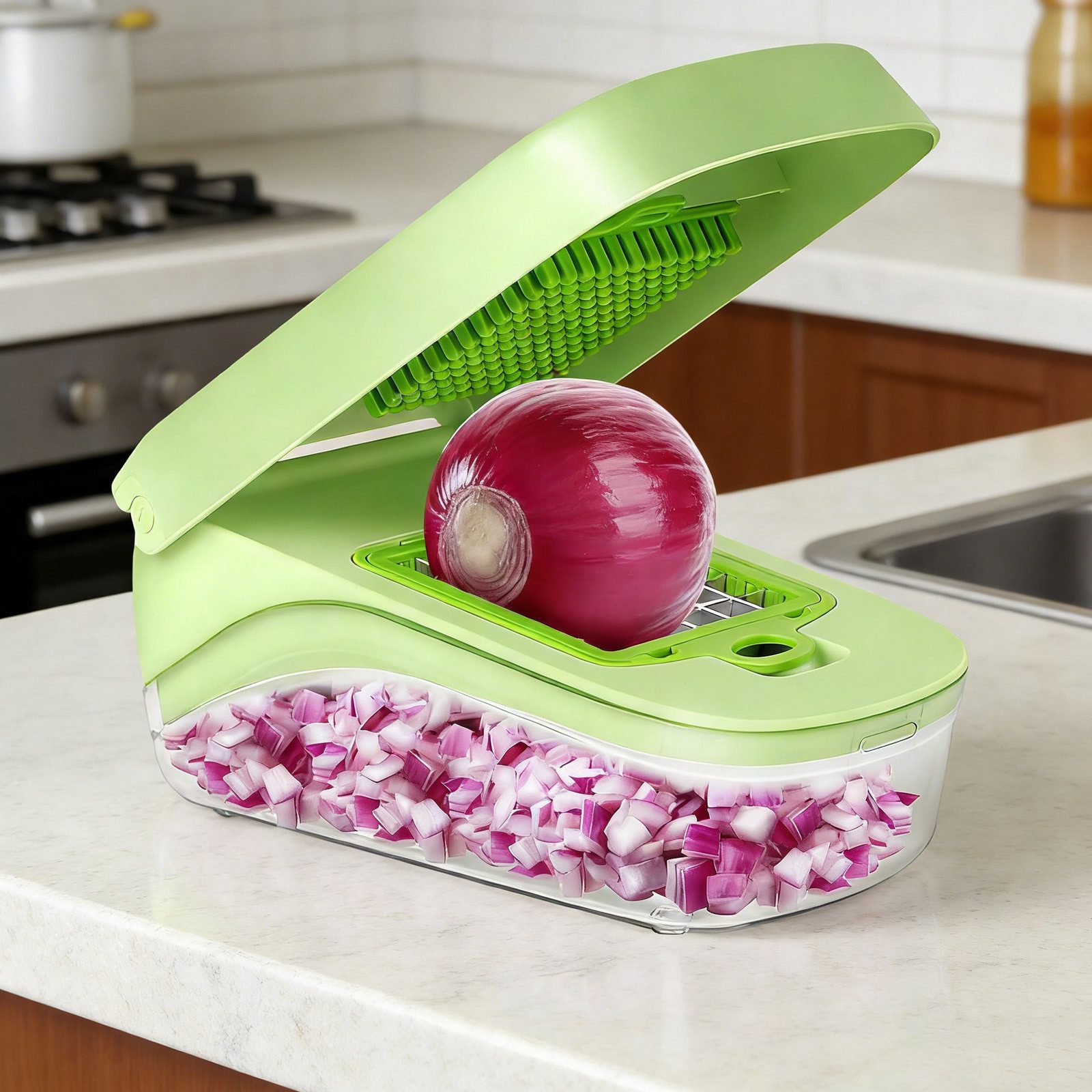 REDOM Gemüseschneider 17-in-1 Multifunktionaler Gemüsehobel Zerkleinerer Küchenreibe, mit Funktionen Würfeln Scheiben- Streifenschneiden Julienne Raspeln