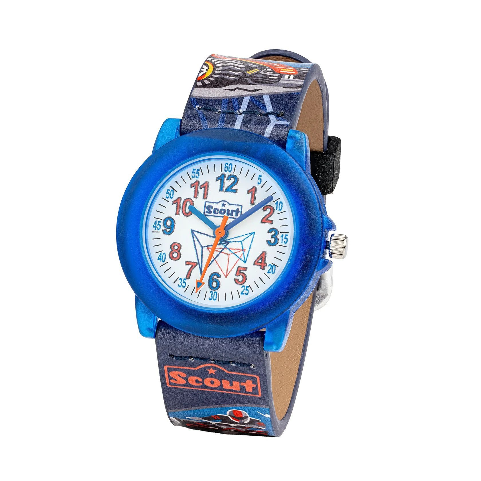 Scout Quarzuhr 164000212 Crystal Motorsport Blau Rot Kunstlederband 30 mm