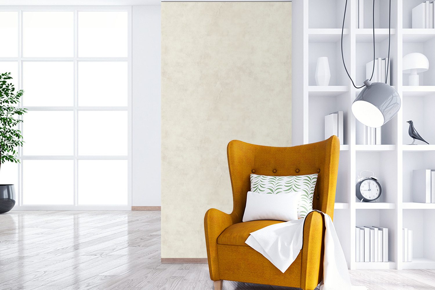 MuchoWow Fototapete Creme - Glatt - Beton, Matt, bedruckt, Vliestapete für Wohnzimmer Schlafzimmer Küche, Fototapete, 120x240 cm