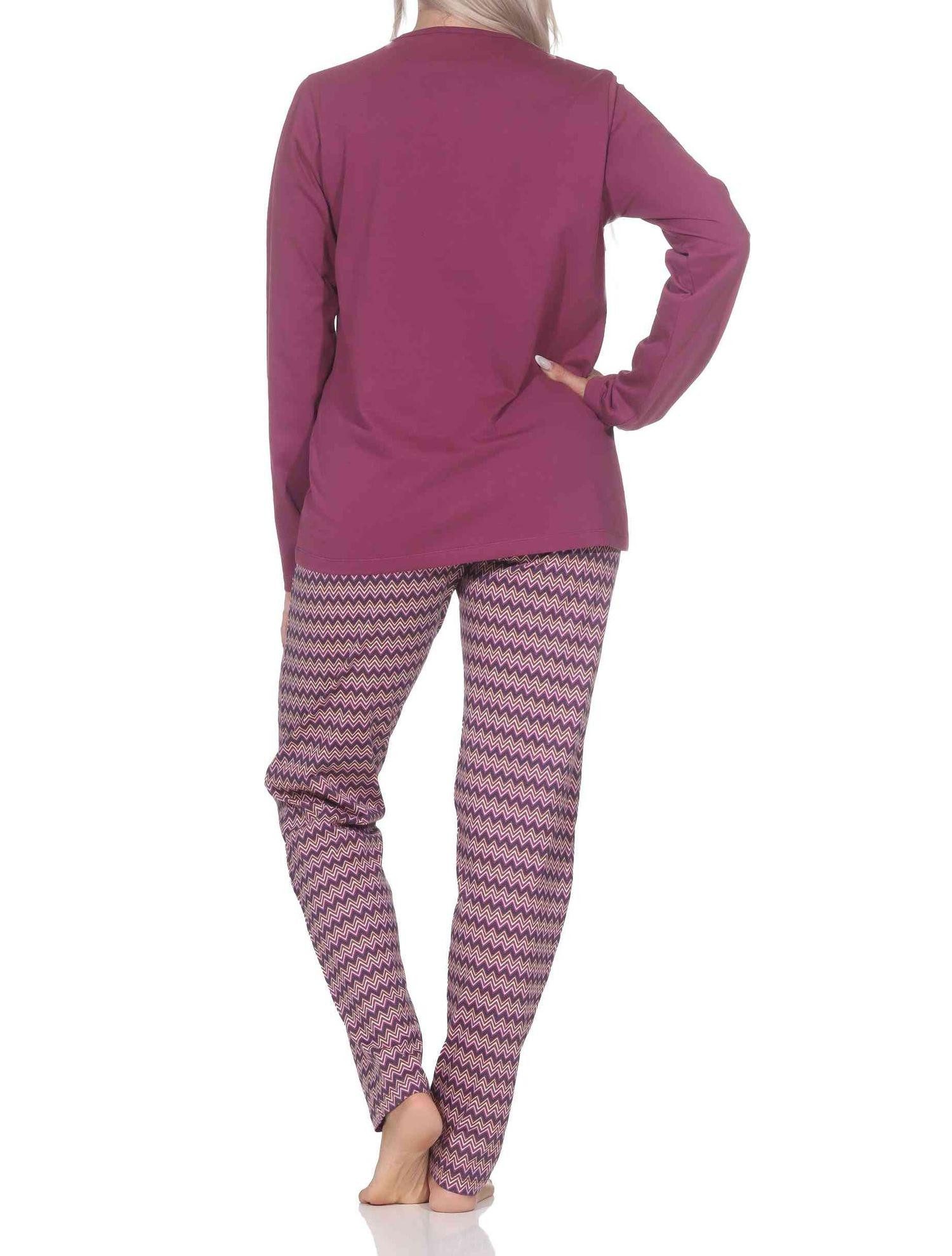 Normann Pyjama Normann Damen langarm Schlafanzug Pyjama im Ethnolook – Bild 3 von 5