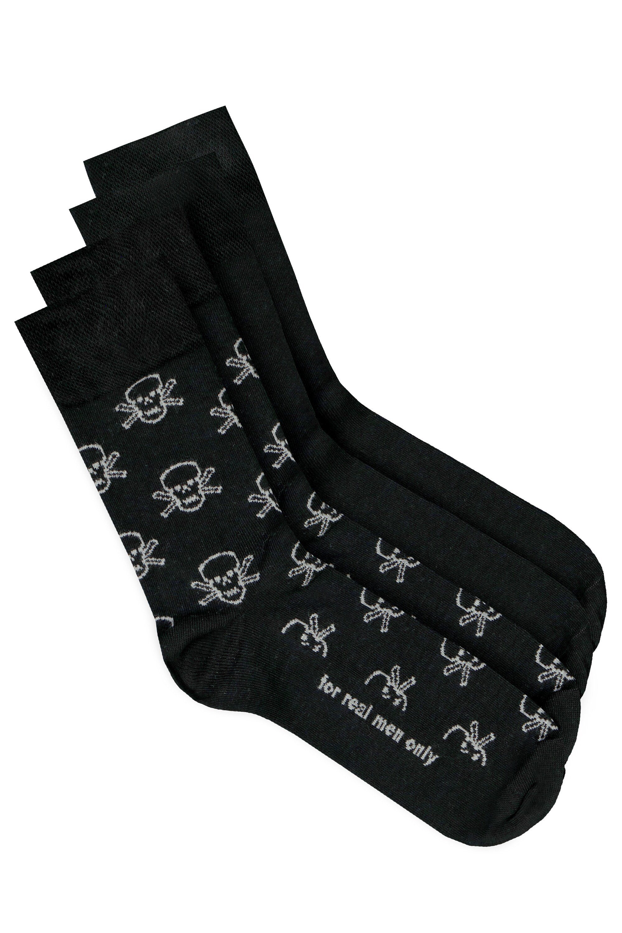 Totenkopf Pack schwarz Basicsocken Komfortbündchen JP1880 JP1880 2er Socken