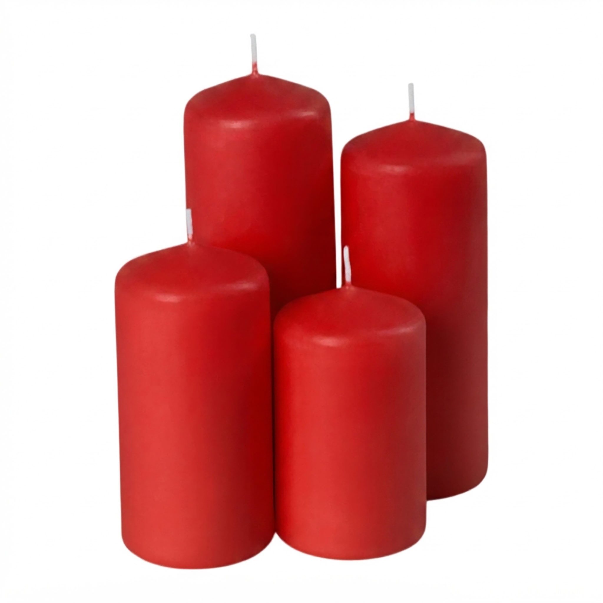 Spetebo LED-Kerze Echtwachs Stumpenkerzen 4er Set - bordeaux rot, warmweiß