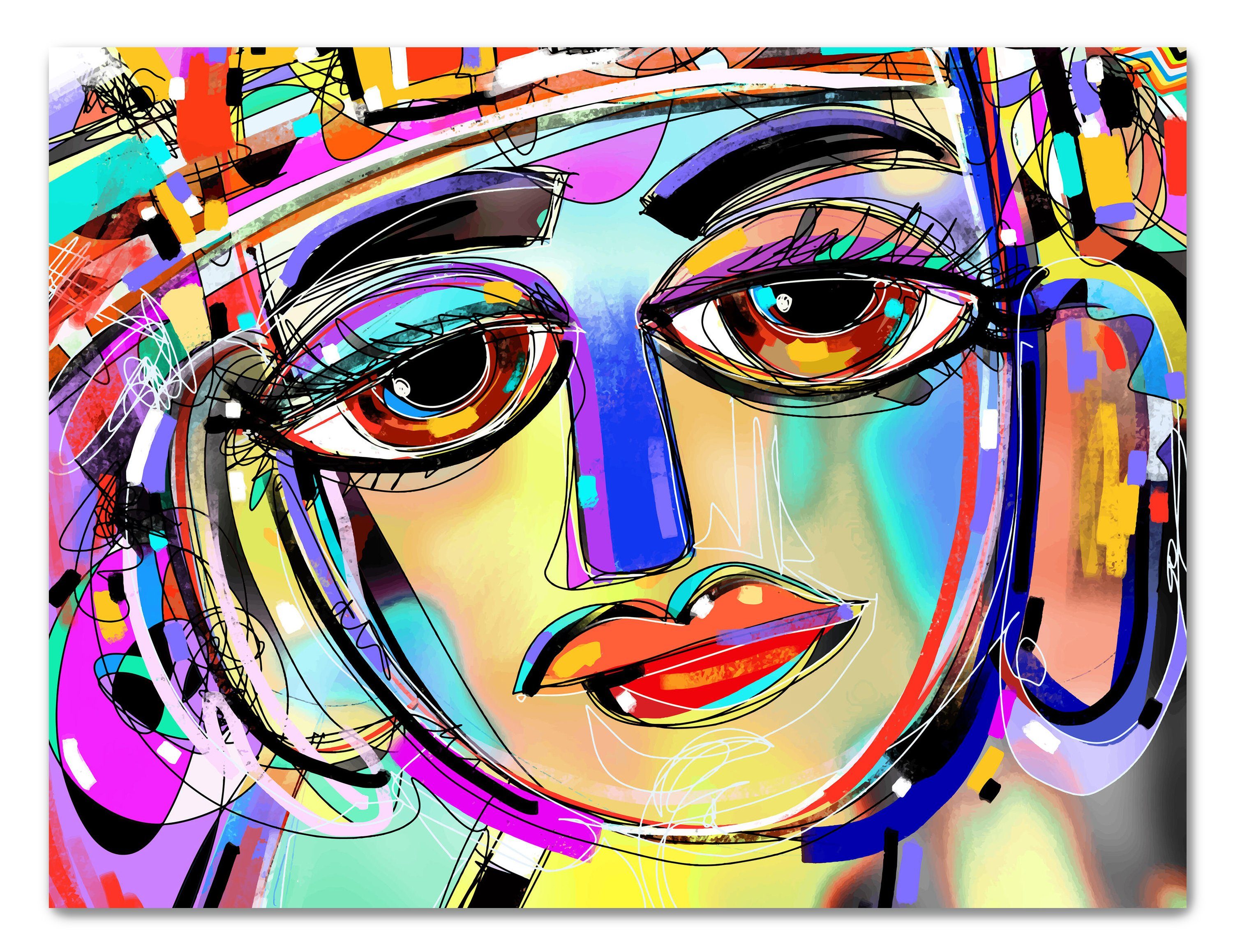 Gemälde Leinwandbild Gesicht, versch. & Kunst Leinwandbilder Querformat, in Kunst, St), abstrakte Wanddeko, Kunst, Größen wandmotiv24 (1 Wandbild, Popart,