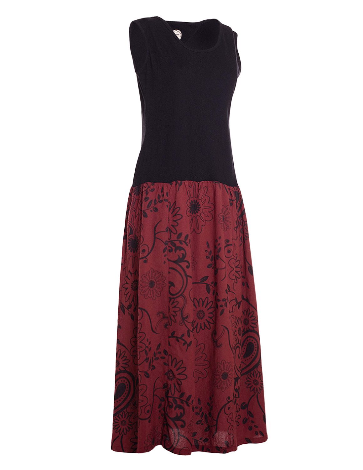 Vishes Maxikleid Damen Wadenlang Baumwolle Casual Bedruckt Verstellbares Kleid Alternative Mode, Boho, Hippie, Ethno, Festival
