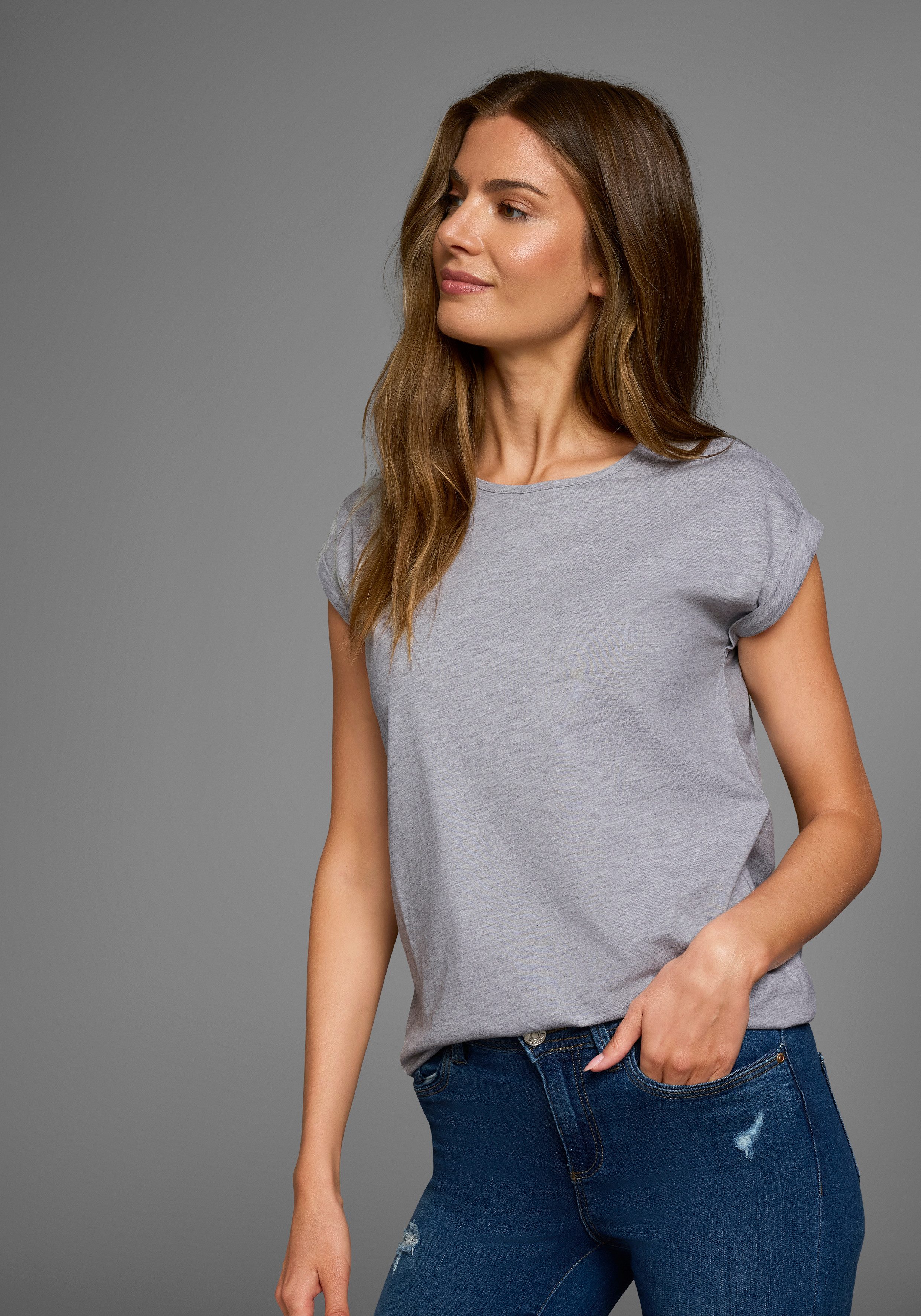 Flashlights T-Shirt (2er-Pack) figurbetonte Passform, auch in größeren Größen, aus Single Jersey