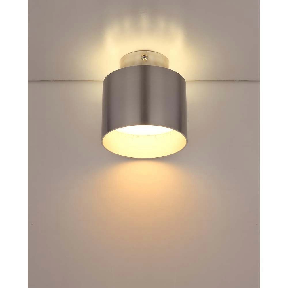 etc-shop LED Deckenleuchte, LED Decken Leuchte Flur Matt Nickel Lampe Wohn Lichtstufen 3 Aluminium