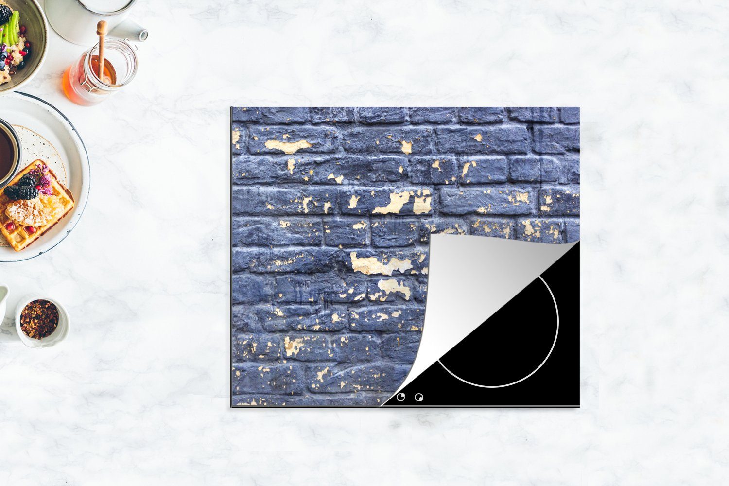 Backstein, (1 tlg), Farbe - Ceranfeldabdeckung Vinyl, nutzbar, Arbeitsfläche cm, 60x52 Mobile MuchoWow Wand - Herdblende-/Abdeckplatte